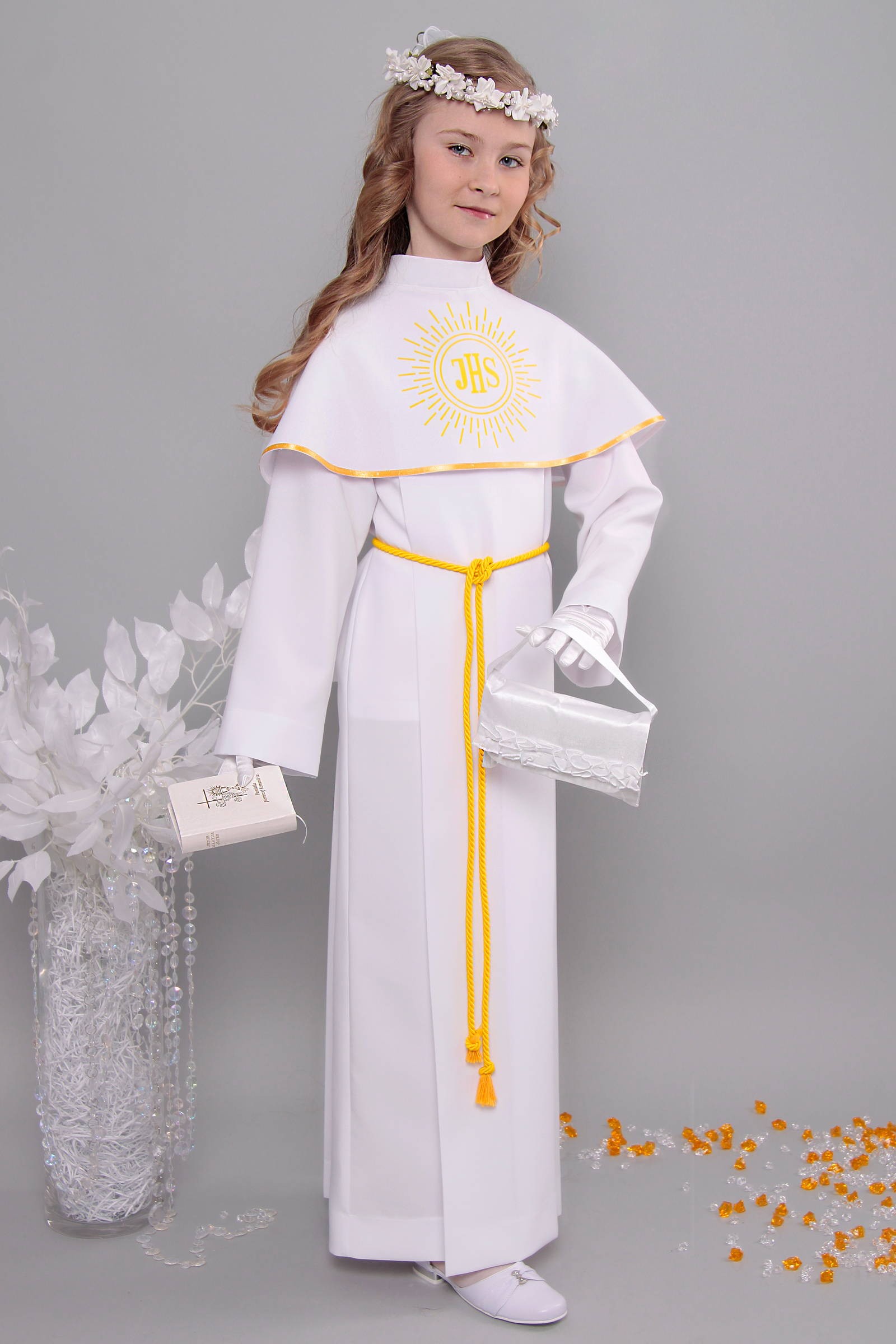 Alba komunijna 7/KK - z karczkiem i kontrafałdą - obraz 3