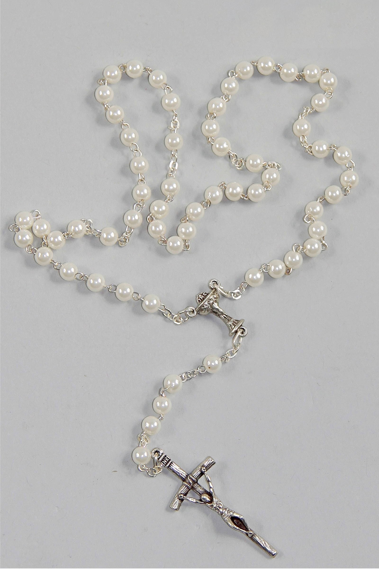 Różaniec komunijny - perełka biała PB - obraz 0