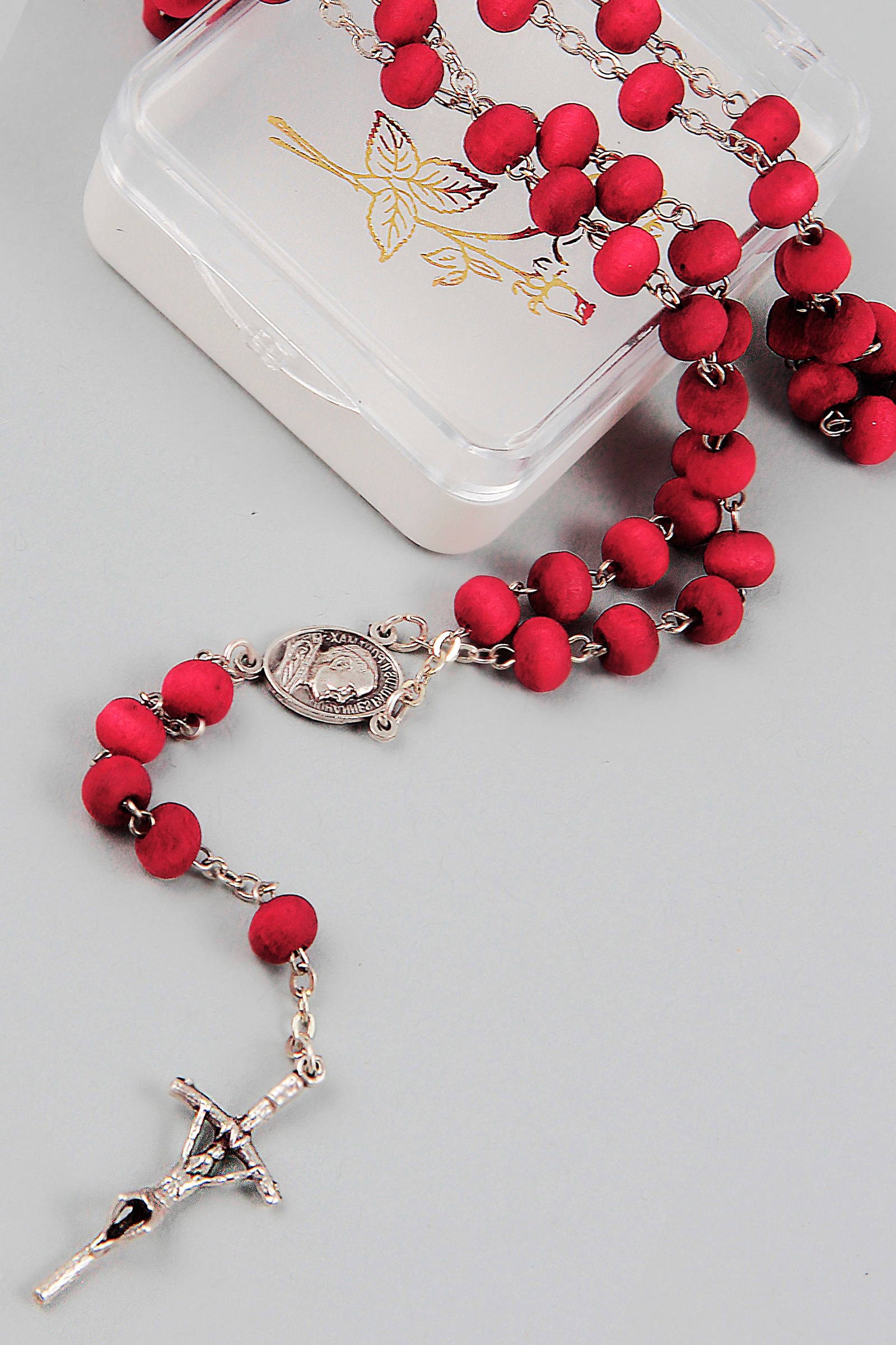 Różaniec komunijny - pachnący czerwony ZC - obraz 0