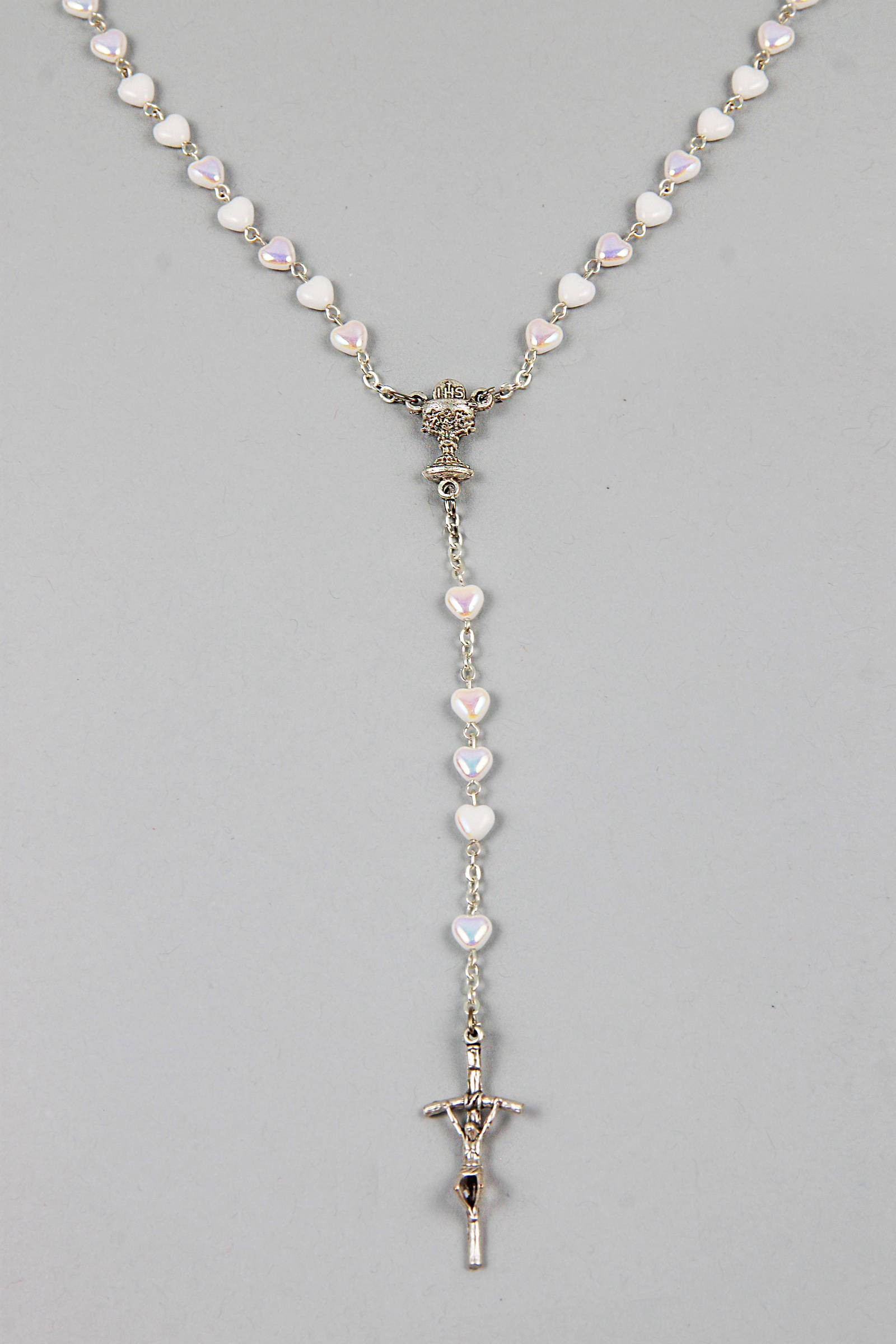 Różaniec komunijny - serce biały SB - obraz 3