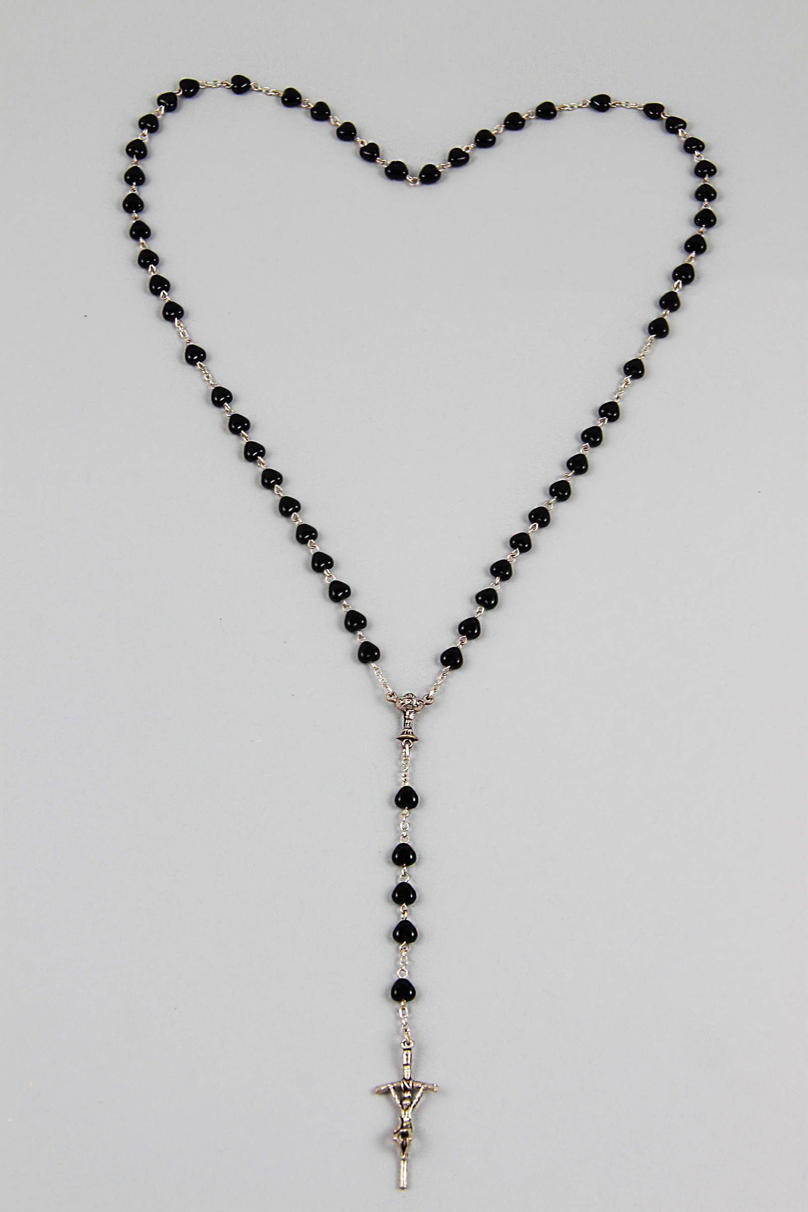 Różaniec komunijny - serce czarny SC - obraz 2