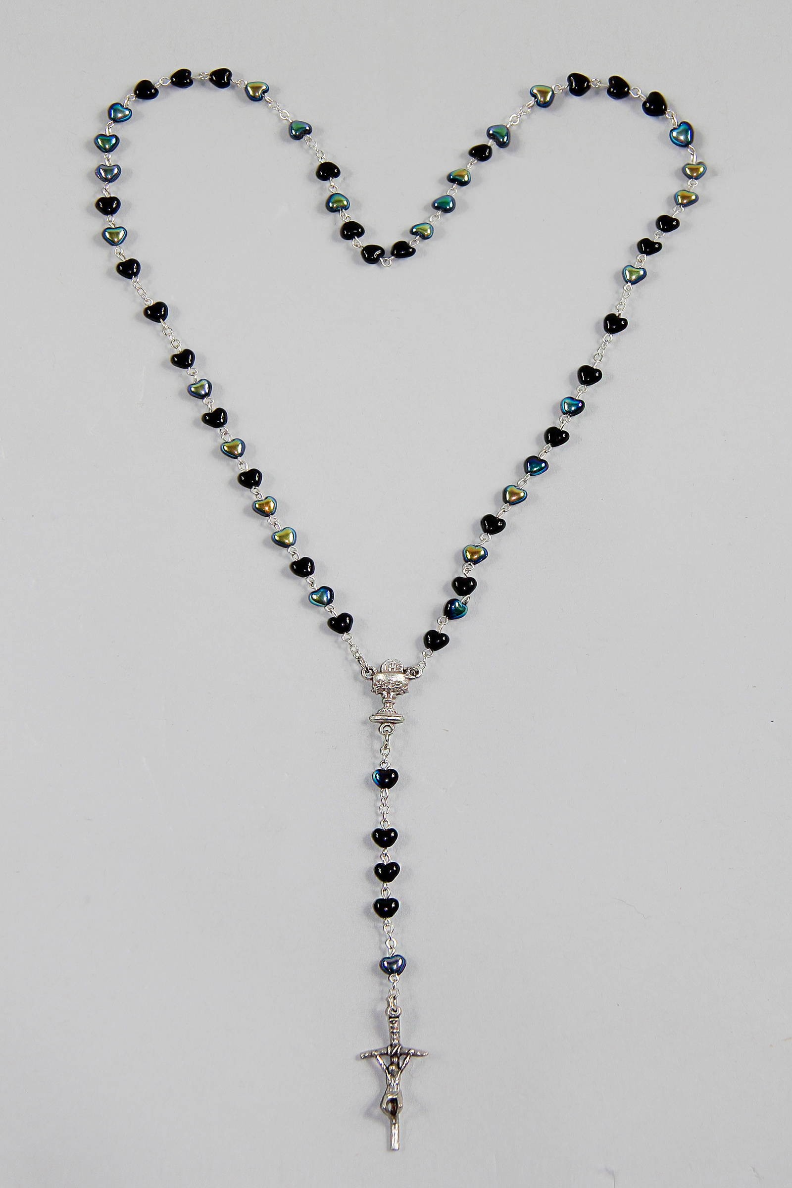 Różaniec komunijny - serca hematyt SHC - obraz 2