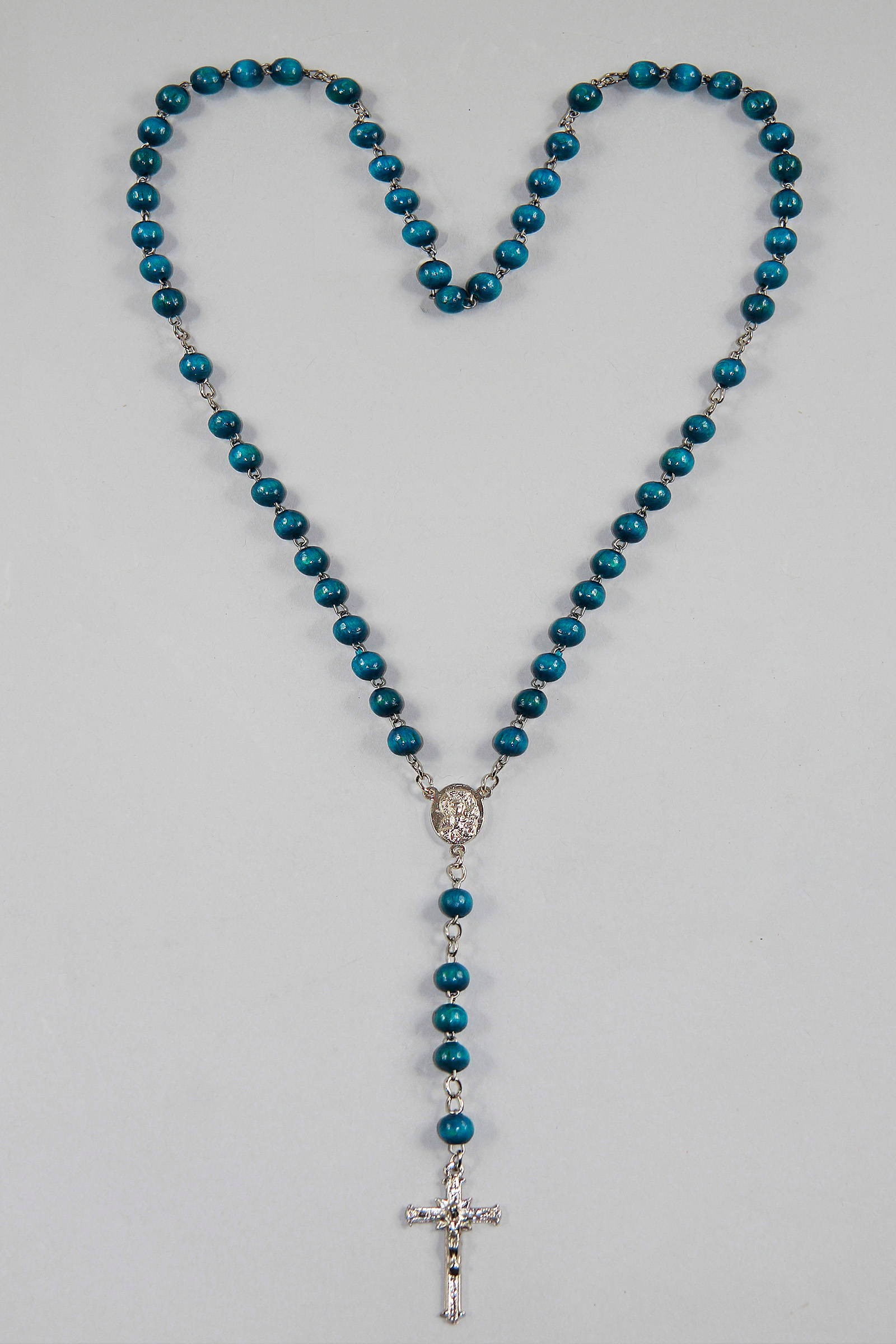 Różaniec komunijny - drewniany niebieski DN - obraz 1