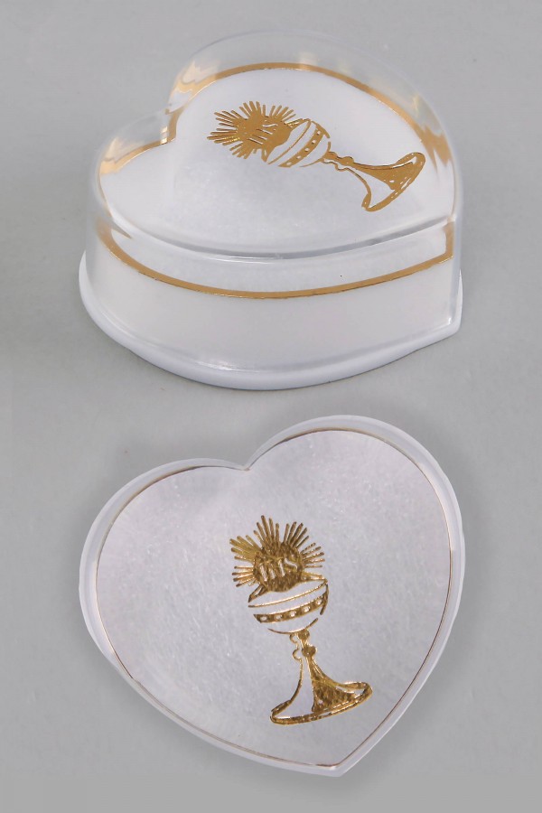 Pudełko komunijne na różaniec serce PS