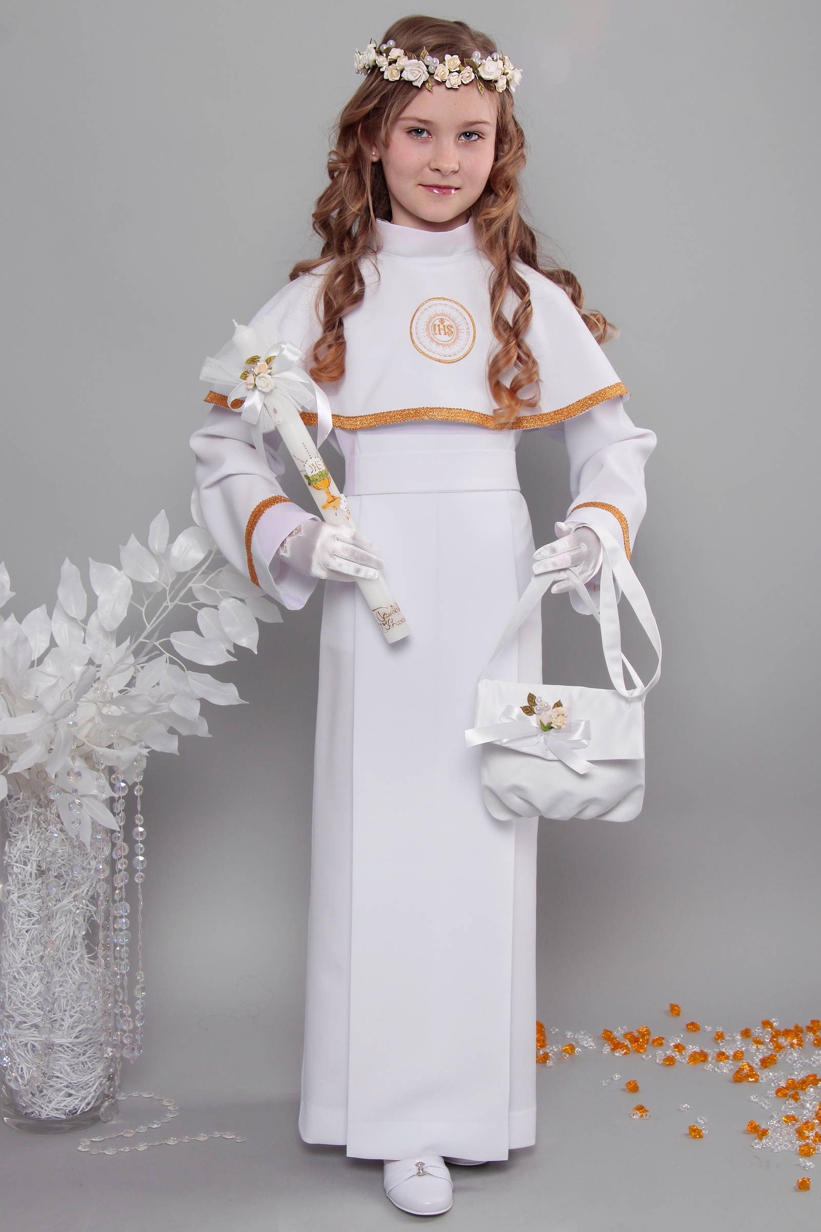 Alba komunijna 12a/KK - z karczkiem i kontrafałdą - obraz 2