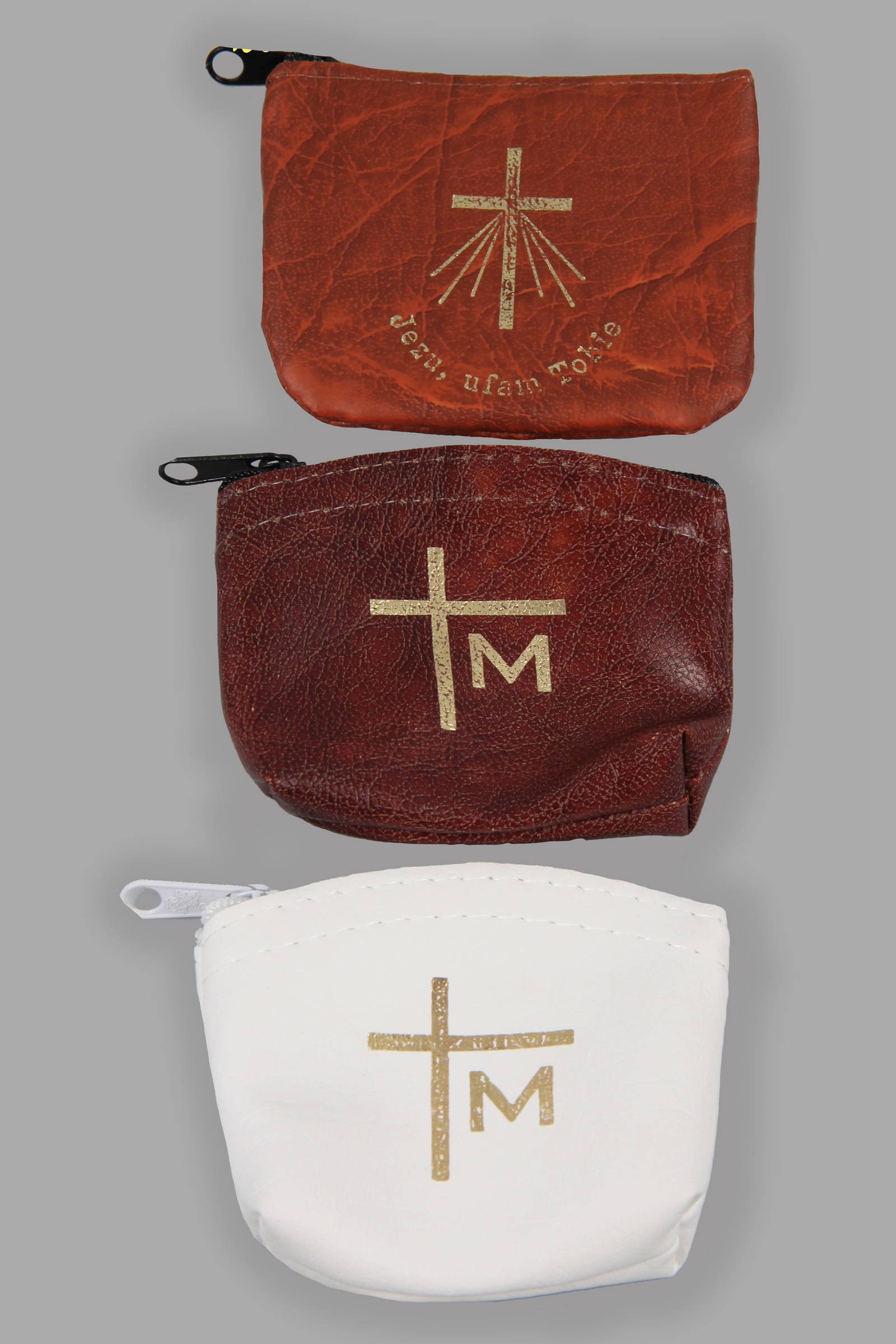 Etui komunijne na różaniec z eko skóry - na zamek - obraz 0