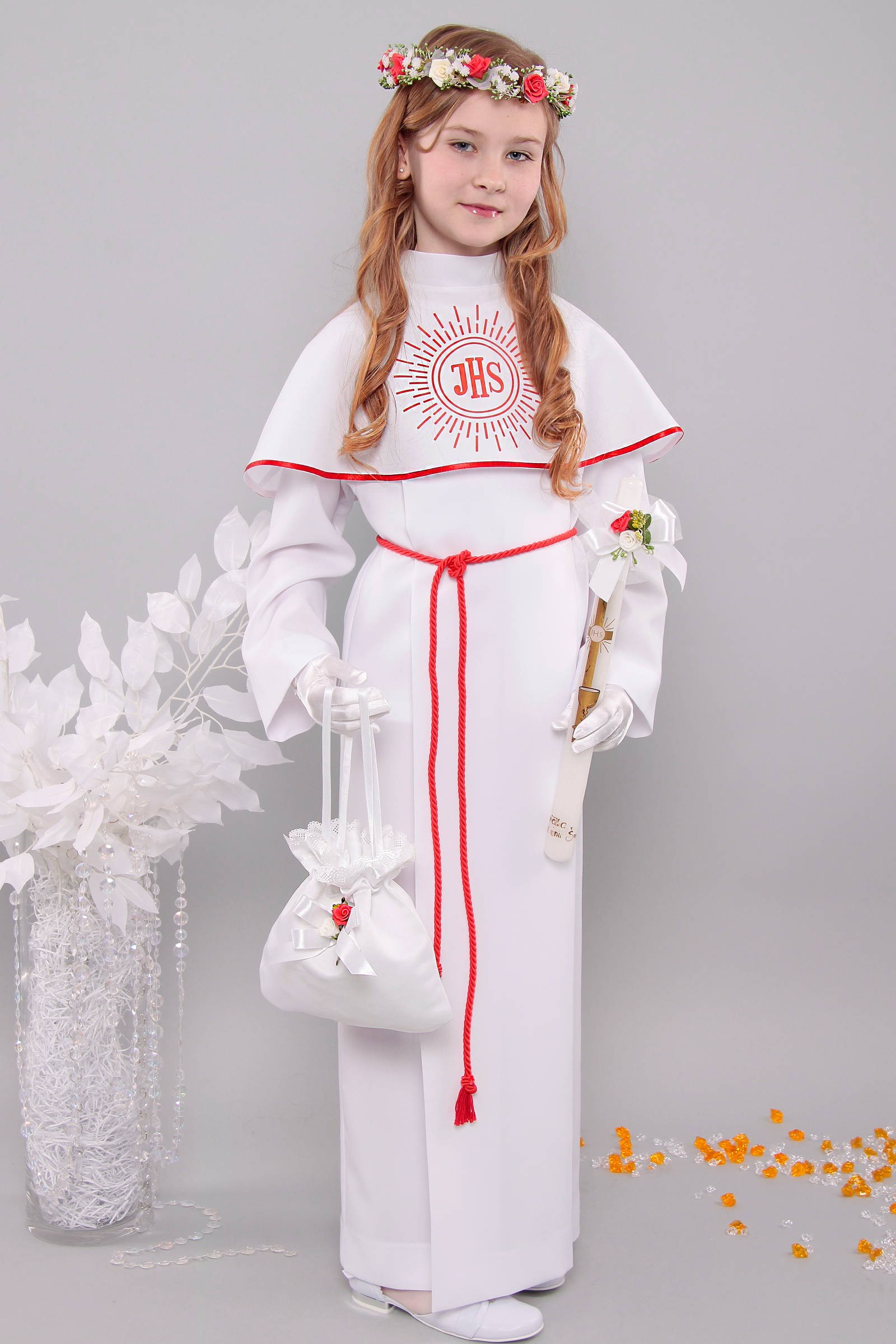 Alba komunijna 8/KK - z karczkiem i kontrafałdą - obraz 2