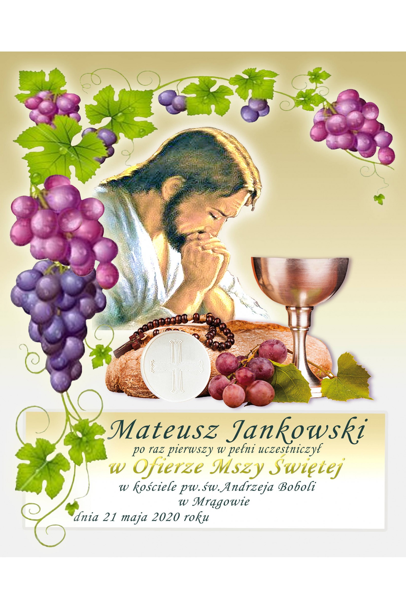 Obrazek komunijny pamiątkowy OPK 02 - obraz 1