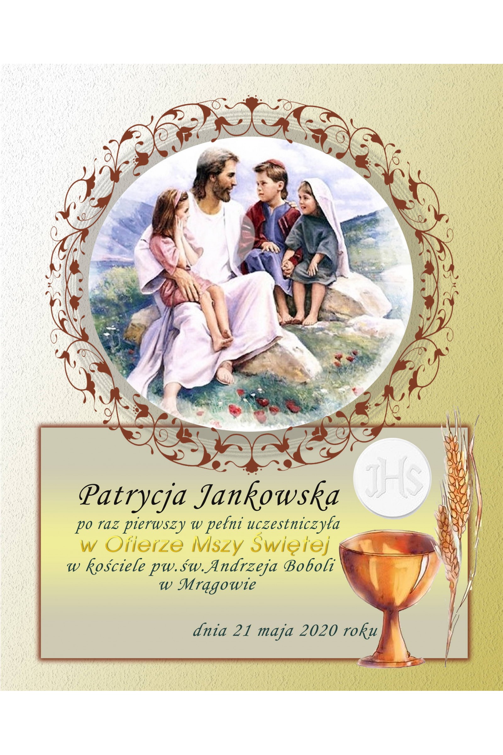 Obrazek komunijny pamiątkowy OPK 04 - obraz 1