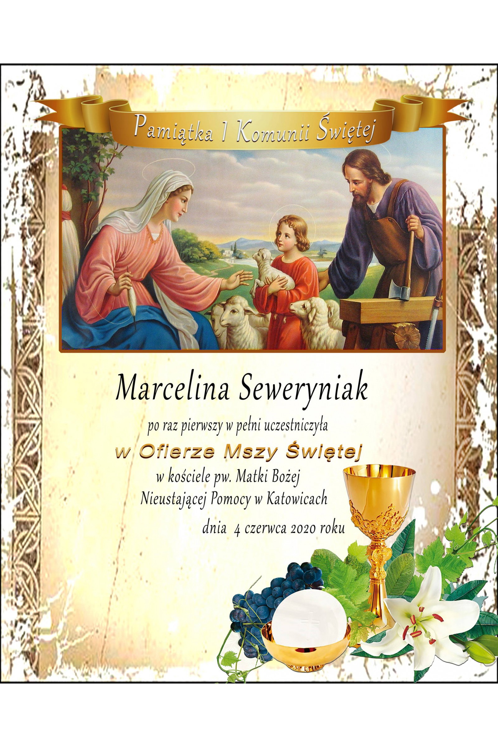 Obrazek komunijny pamiątkowy OPK 03 - obraz 1