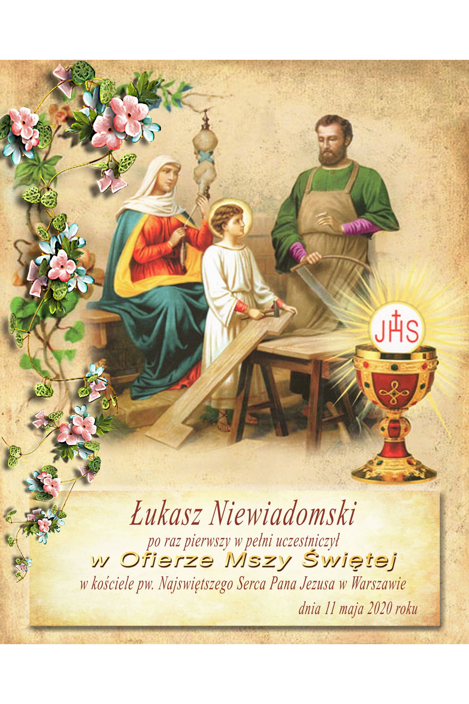 Obrazek komunijny pamiątkowy OPK 22 - obraz 1