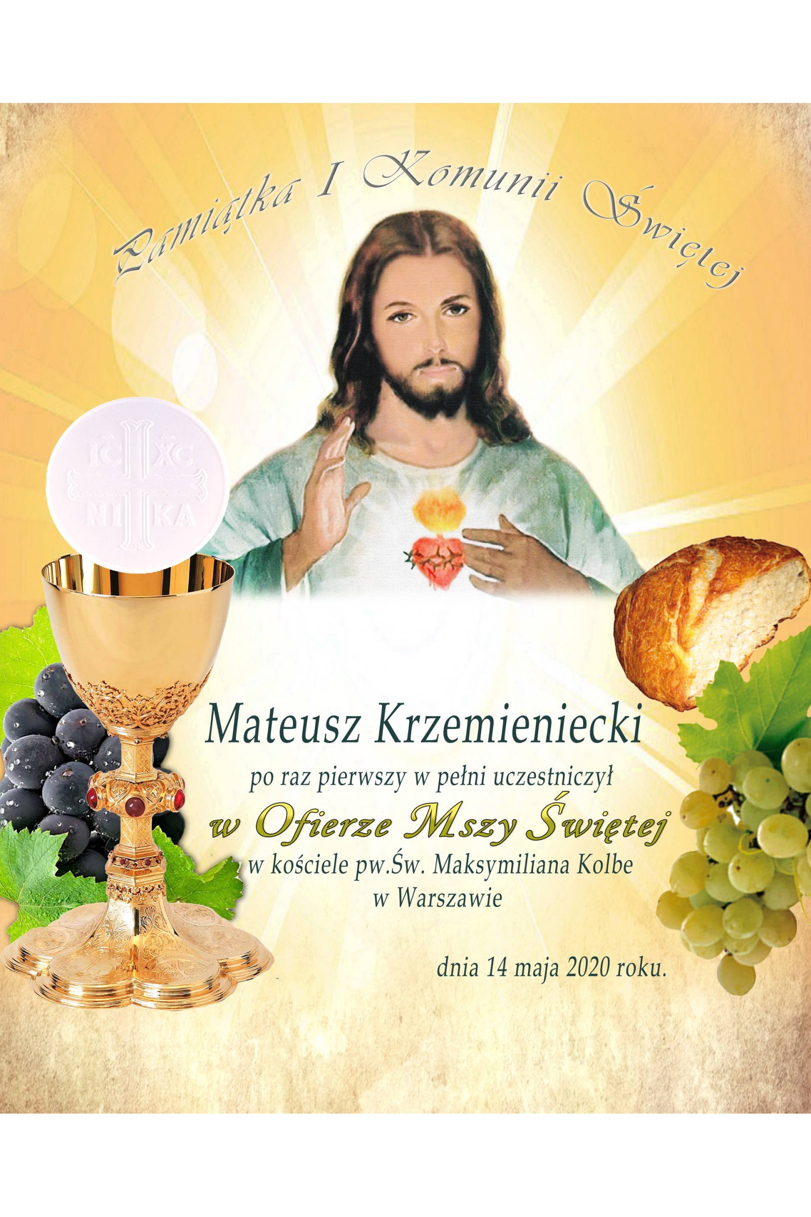 Obrazek komunijny pamiątkowy OPK 20 - obraz 1