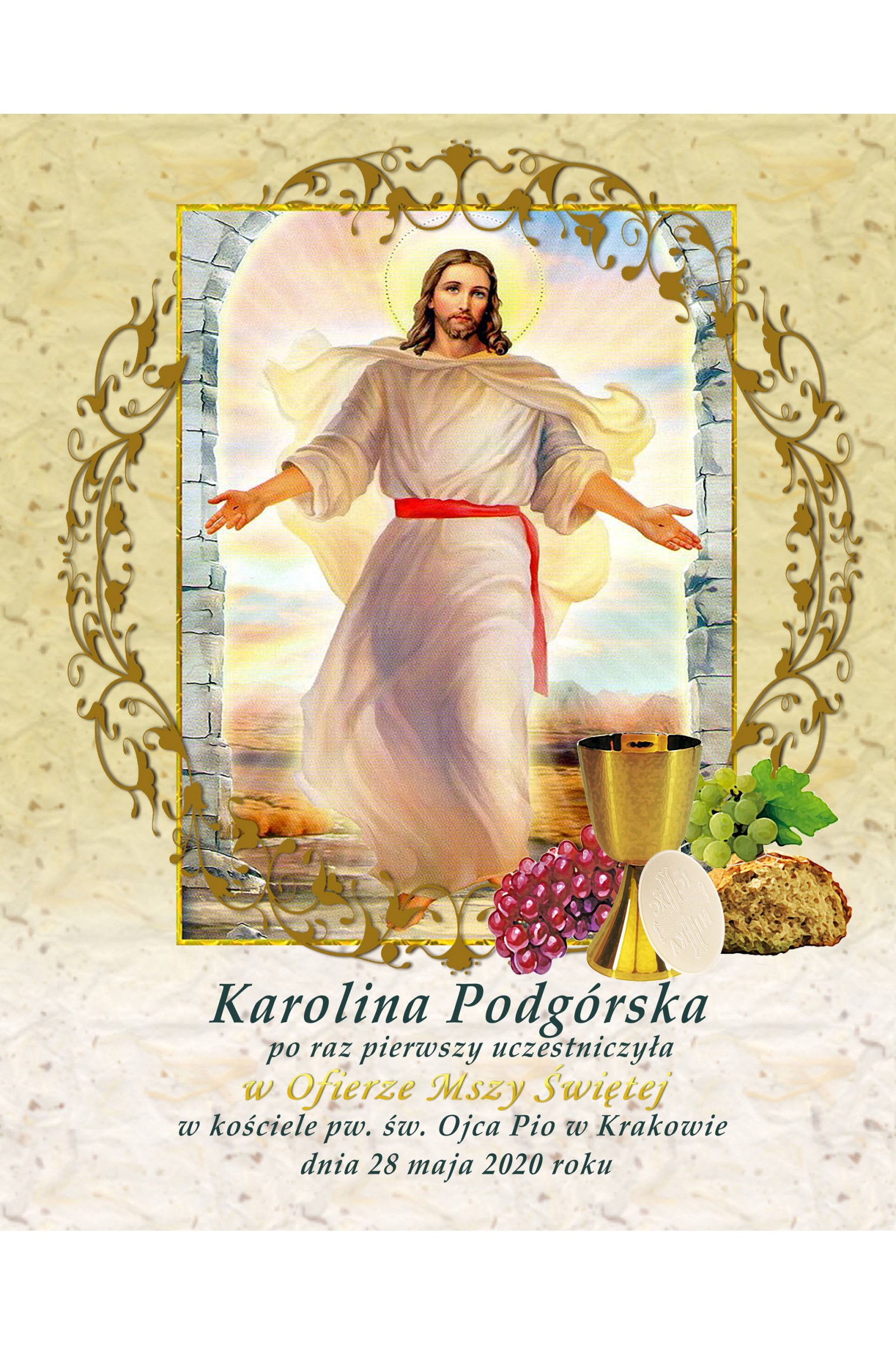 Obrazek komunijny pamiątkowy OPK 17 - obraz 1