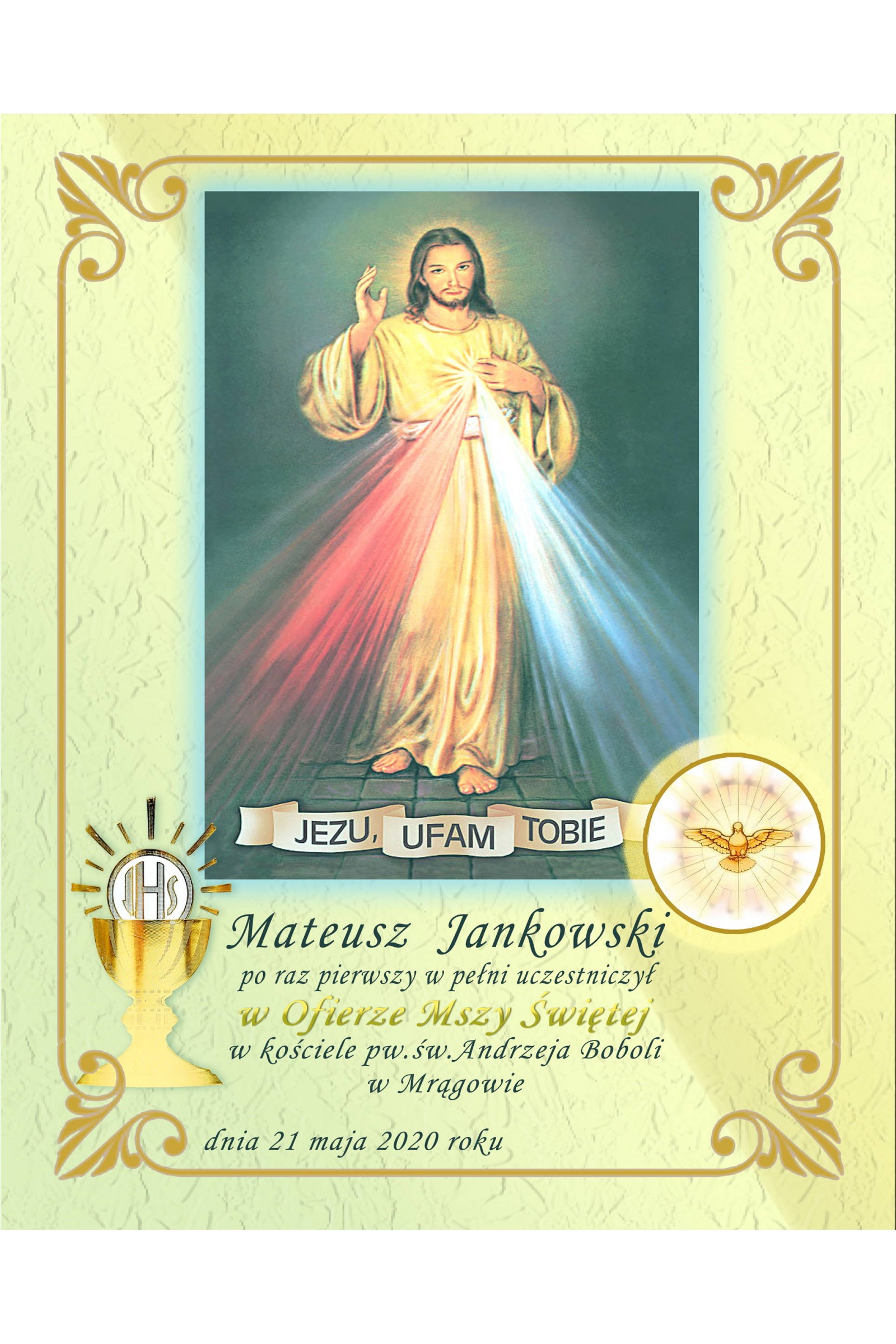 Obrazek komunijny pamiątkowy OPK 16 - obraz 1