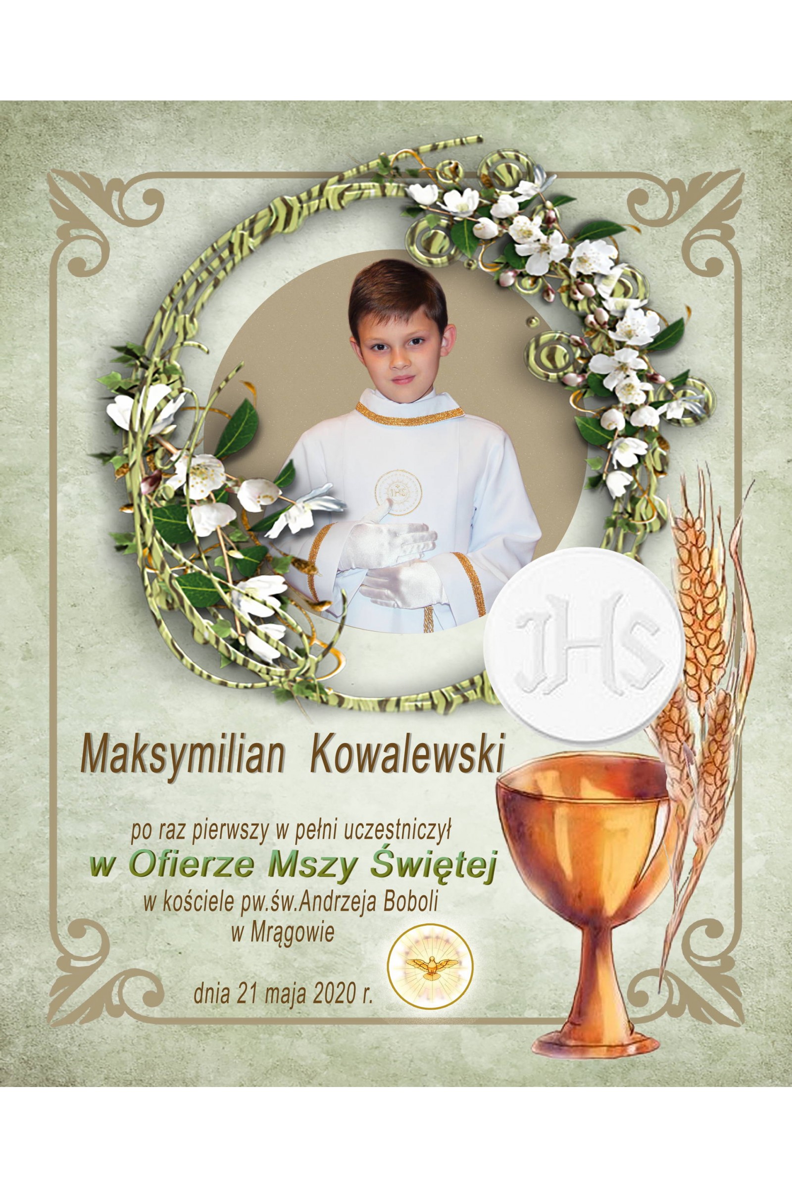 Obrazek komunijny ze zdjęciem OPK 101 - obraz 1