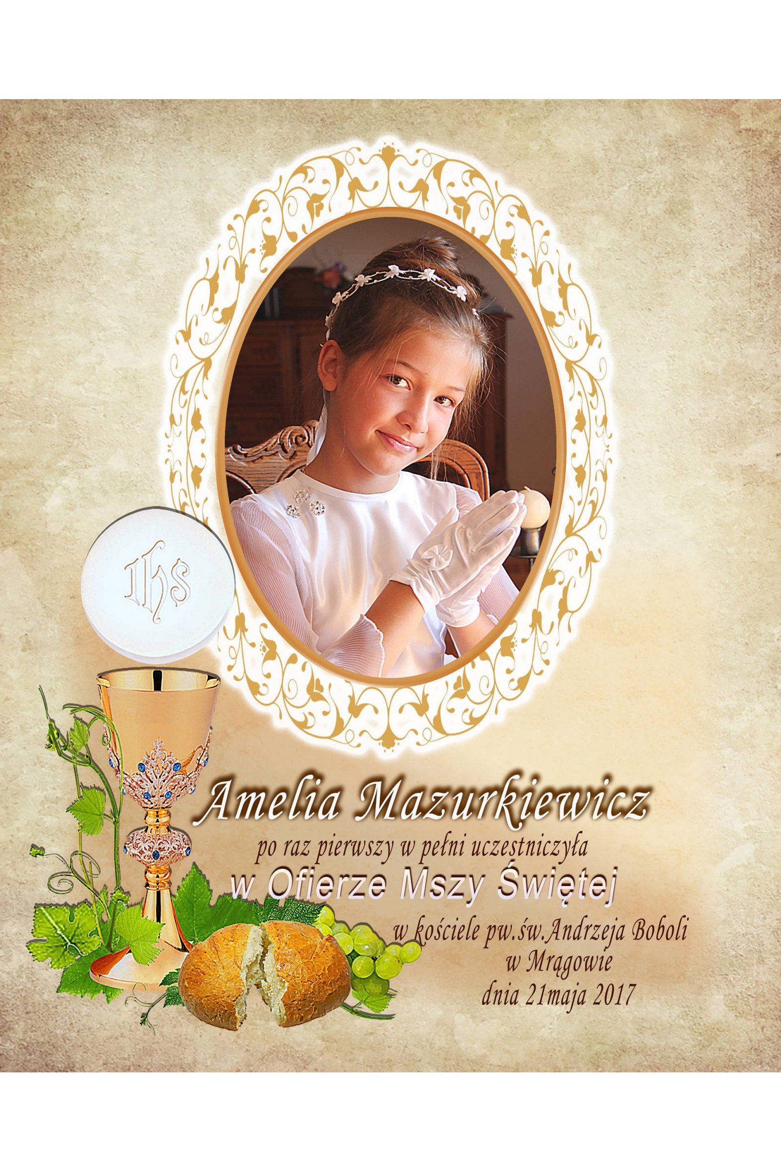 Obrazek komunijny ze zdjęciem OPK 102 - obraz 1