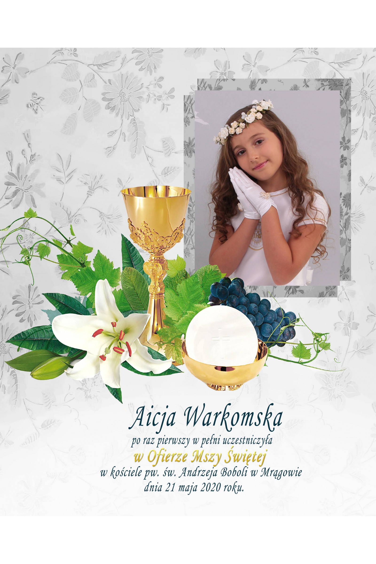 Obrazek komunijny ze zdjęciem OPK 106 - obraz 1