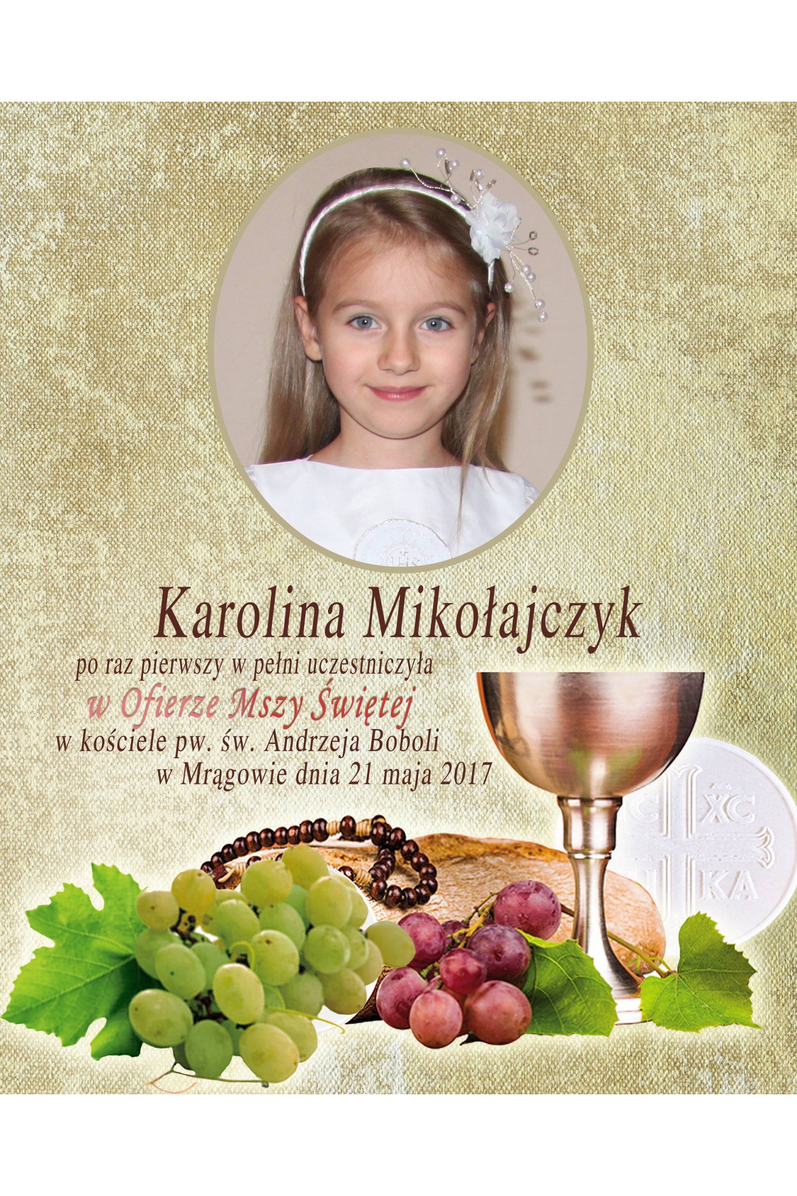 Obrazek komunijny ze zdjęciem OPK 109 - obraz 1