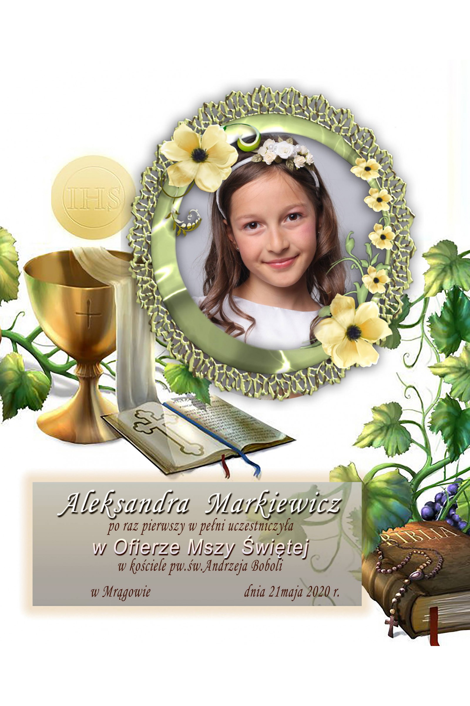 Obrazek komunijny ze zdjęciem OPK 104 - obraz 1