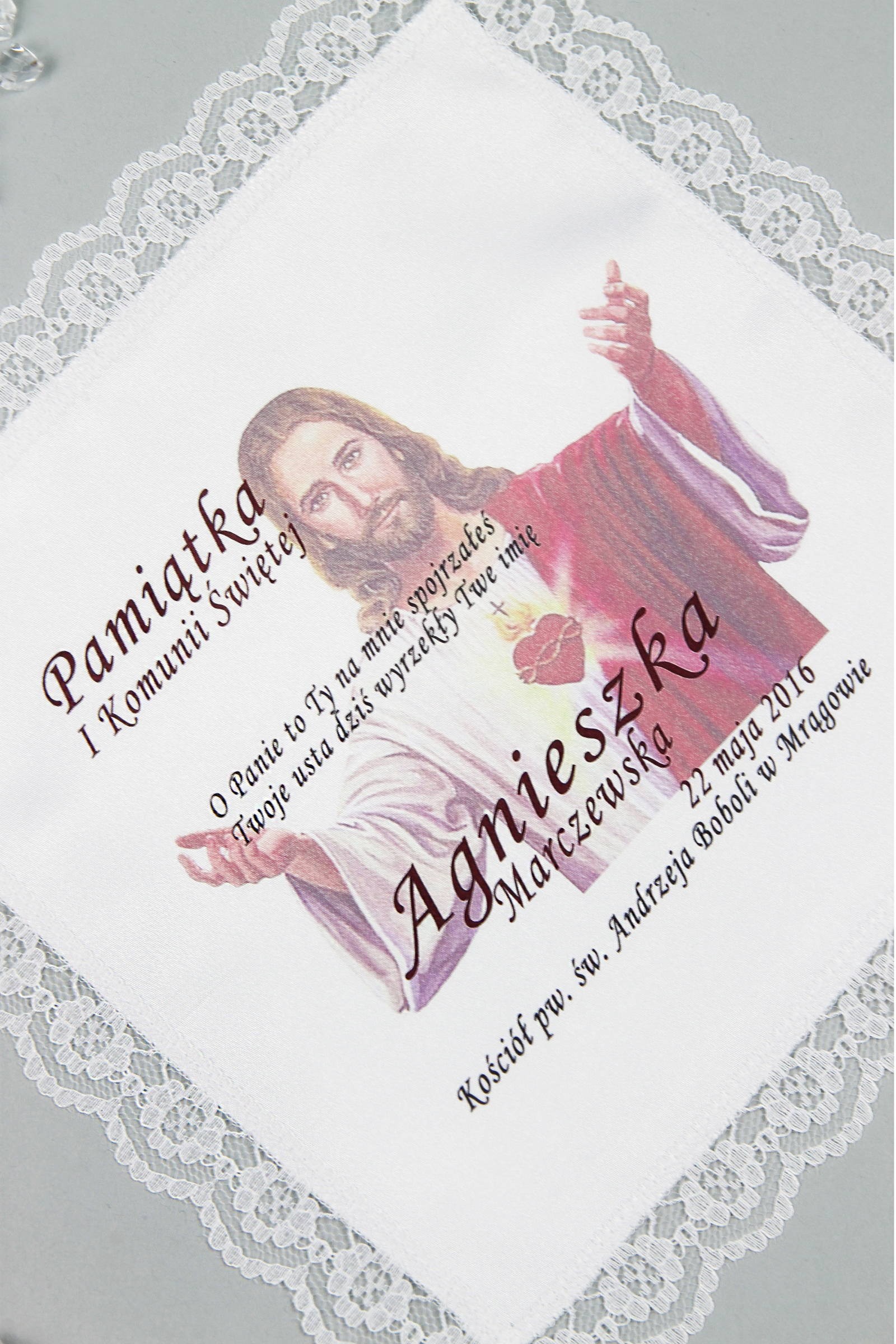 Chusteczka komunijna z grafiką personalizowana CHGI 8 - obraz 0