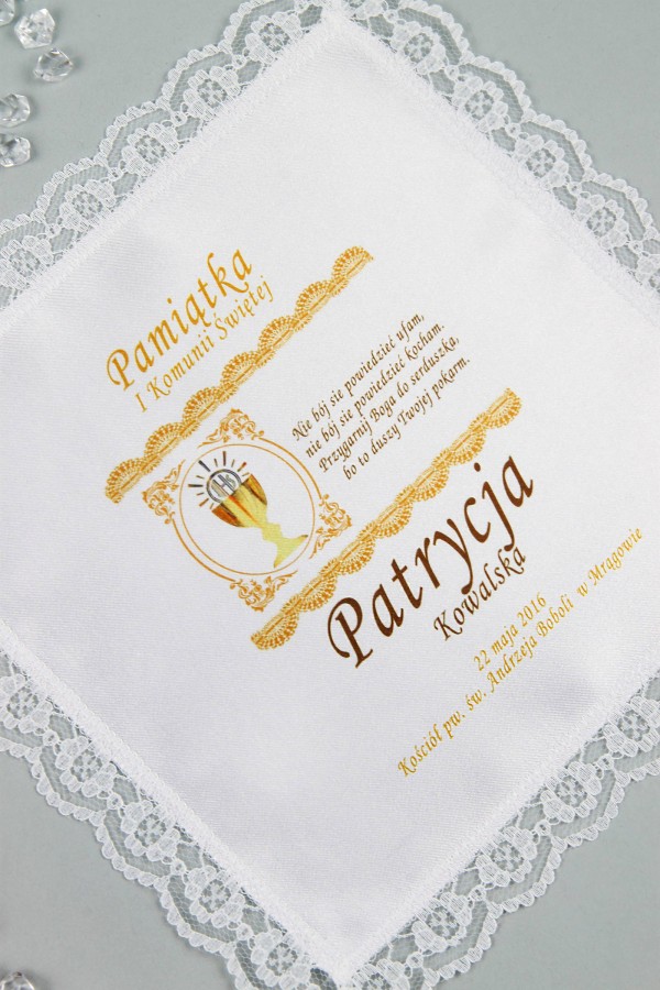 Chusteczka komunijna z grafiką personalizowana CHGI 10