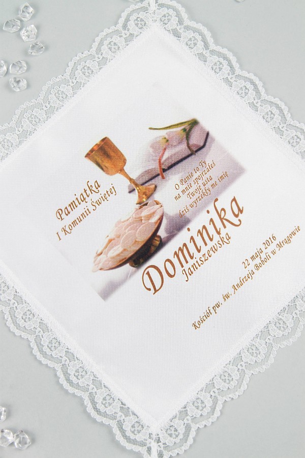 Chusteczka komunijna z grafiką personalizowana CHGI 9