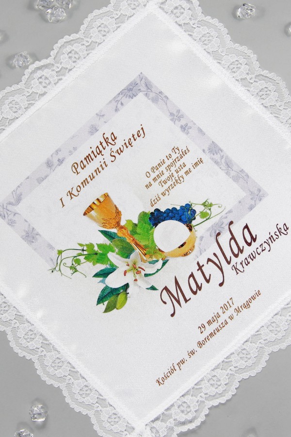 Chusteczka komunijna z grafiką personalizowana CHGI 11
