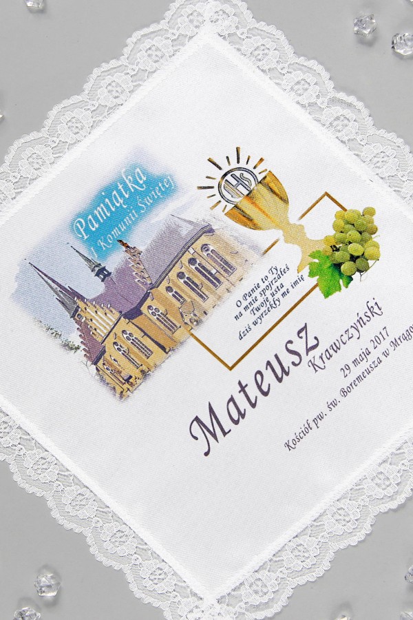 Chusteczka komunijna z grafiką personalizowana CHGI 12