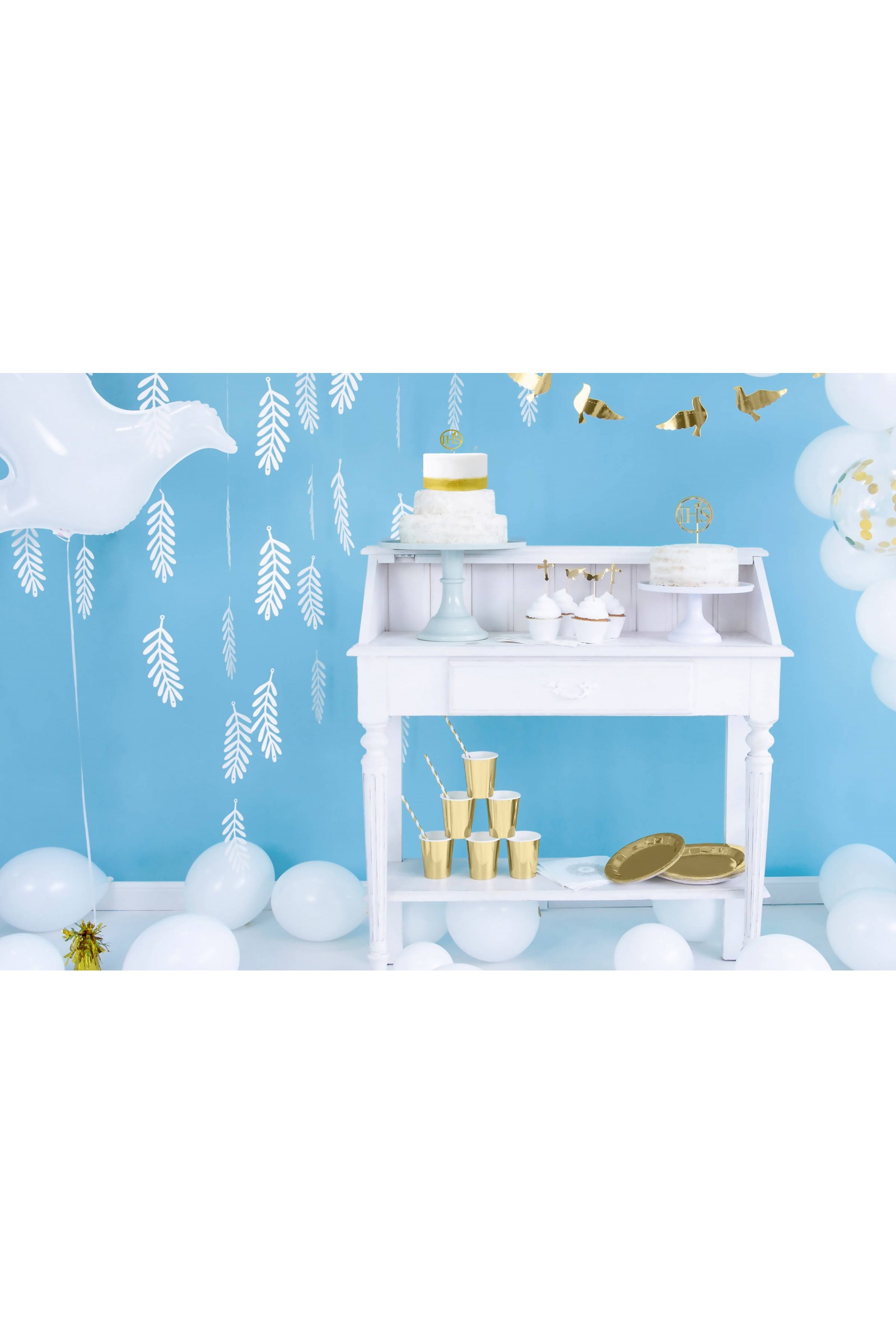 Dekoracje komunijne - biało-złote słomki - obraz 4