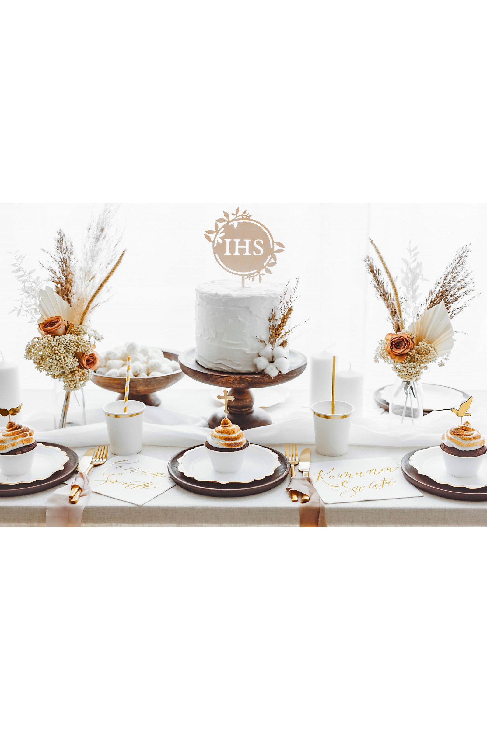 Dekoracje komunijne - kubeczki ze złotem - obraz 3