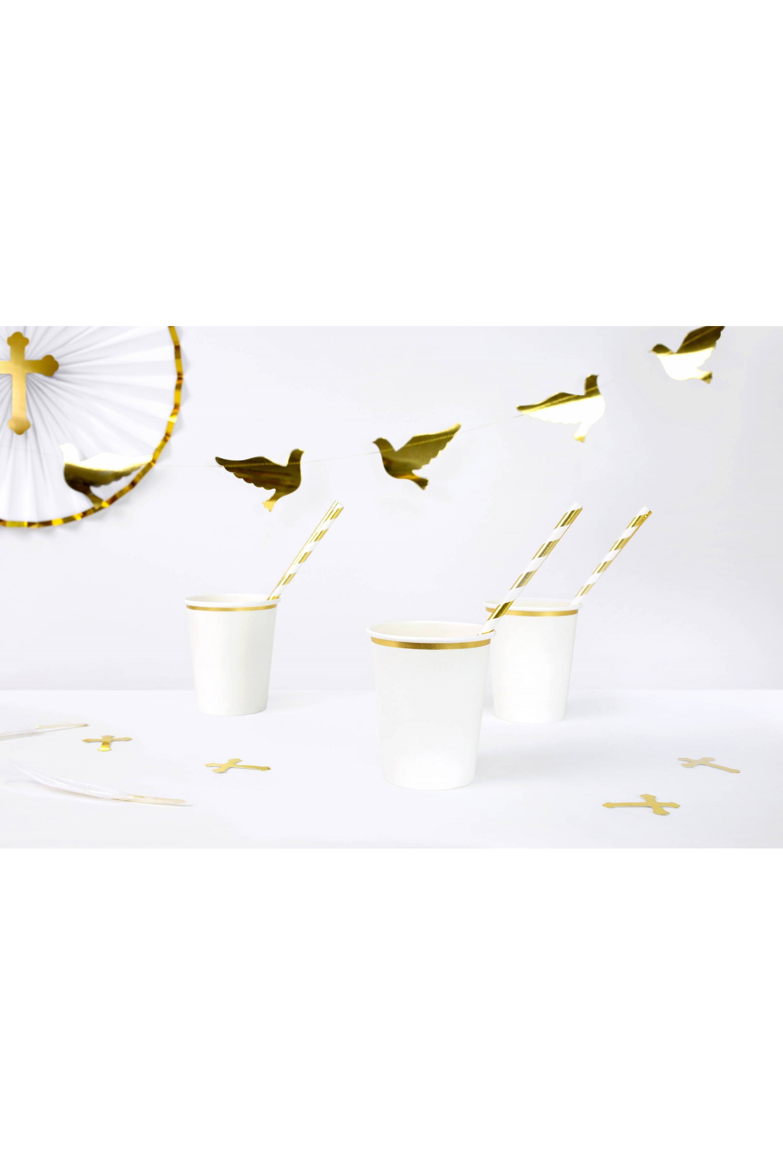 Dekoracje komunijne - biało-złote słomki - obraz 6