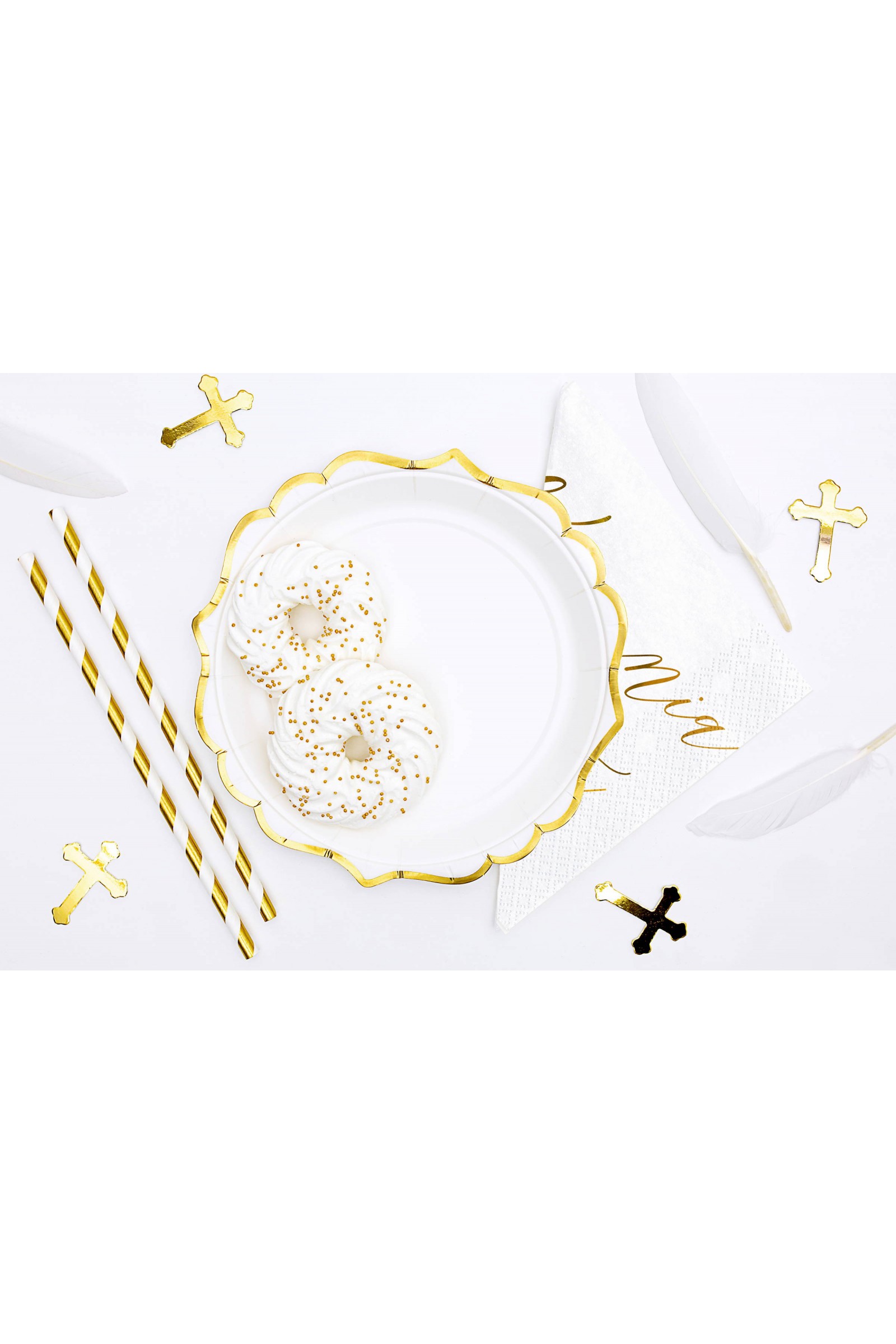 Dekoracje komunijne - talerzyki ze złotem - obraz 1