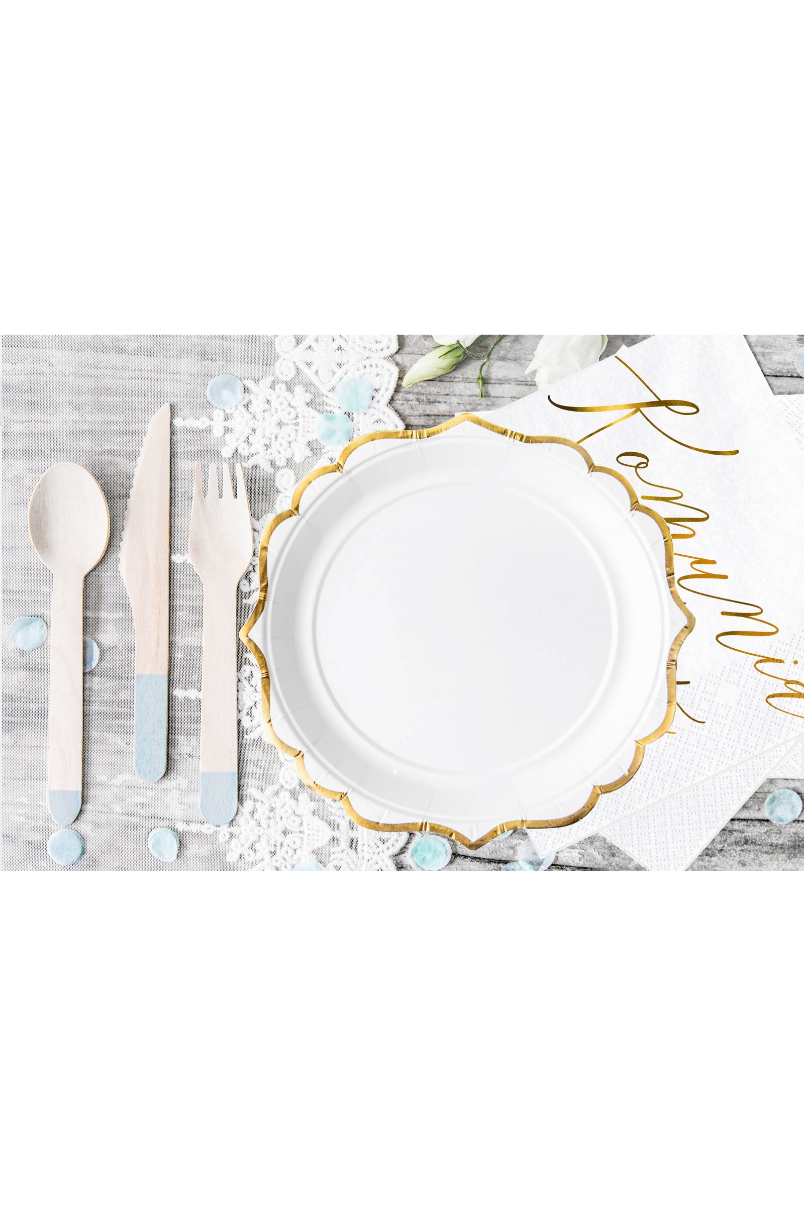 Dekoracje komunijne - talerzyki ze złotem - obraz 3