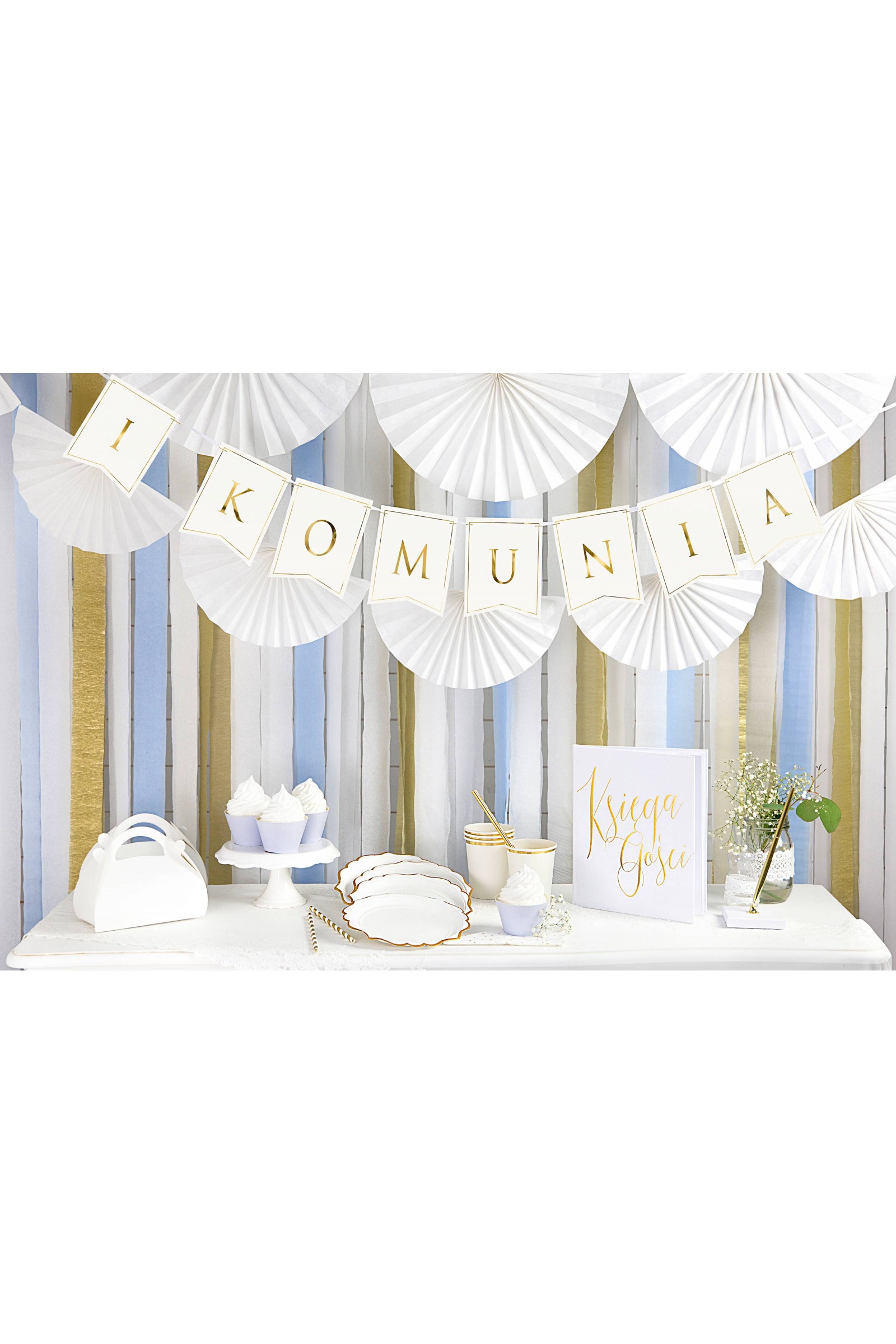 Dekoracje komunijne - talerzyki ze złotem - obraz 4