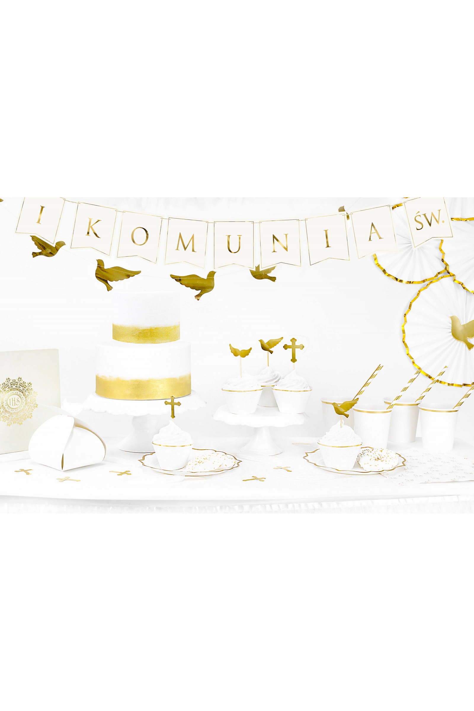 Dekoracje komunijne - talerzyki ze złotem - obraz 5