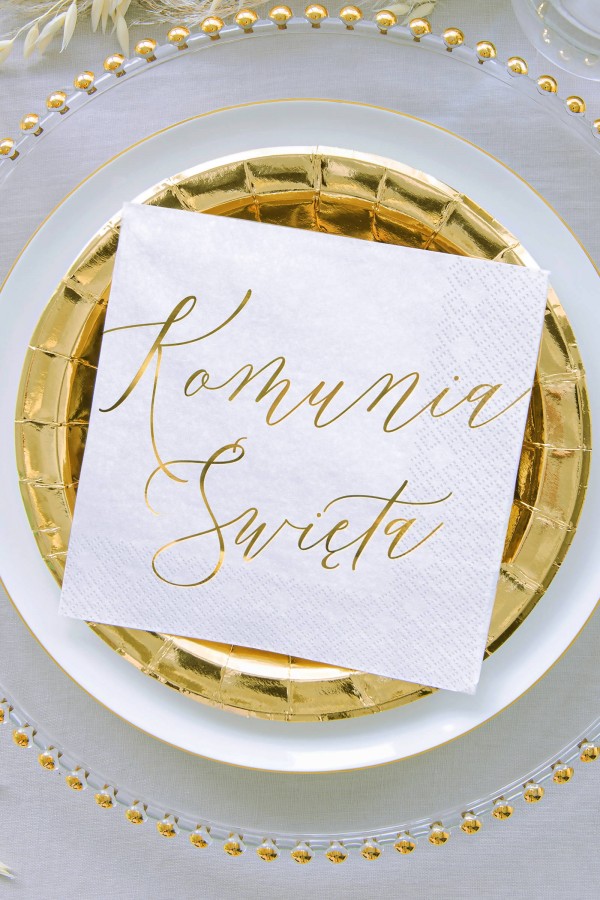 Serwetki komunijne 8 - motyw złote literki