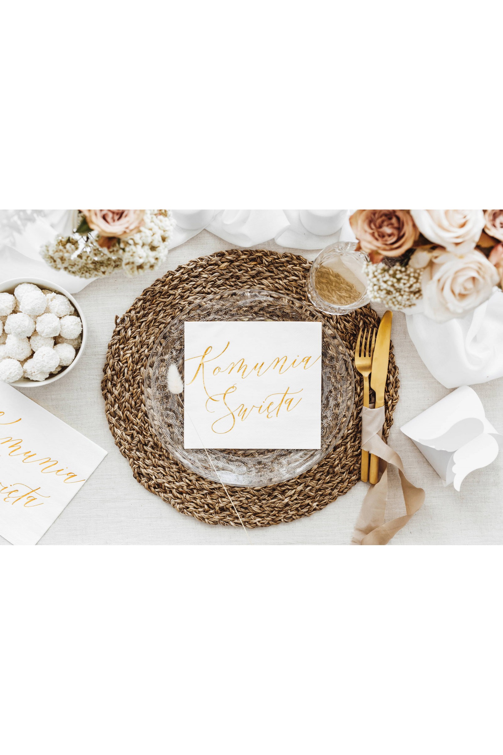 Serwetki komunijne 8 - motyw złote literki - obraz 1