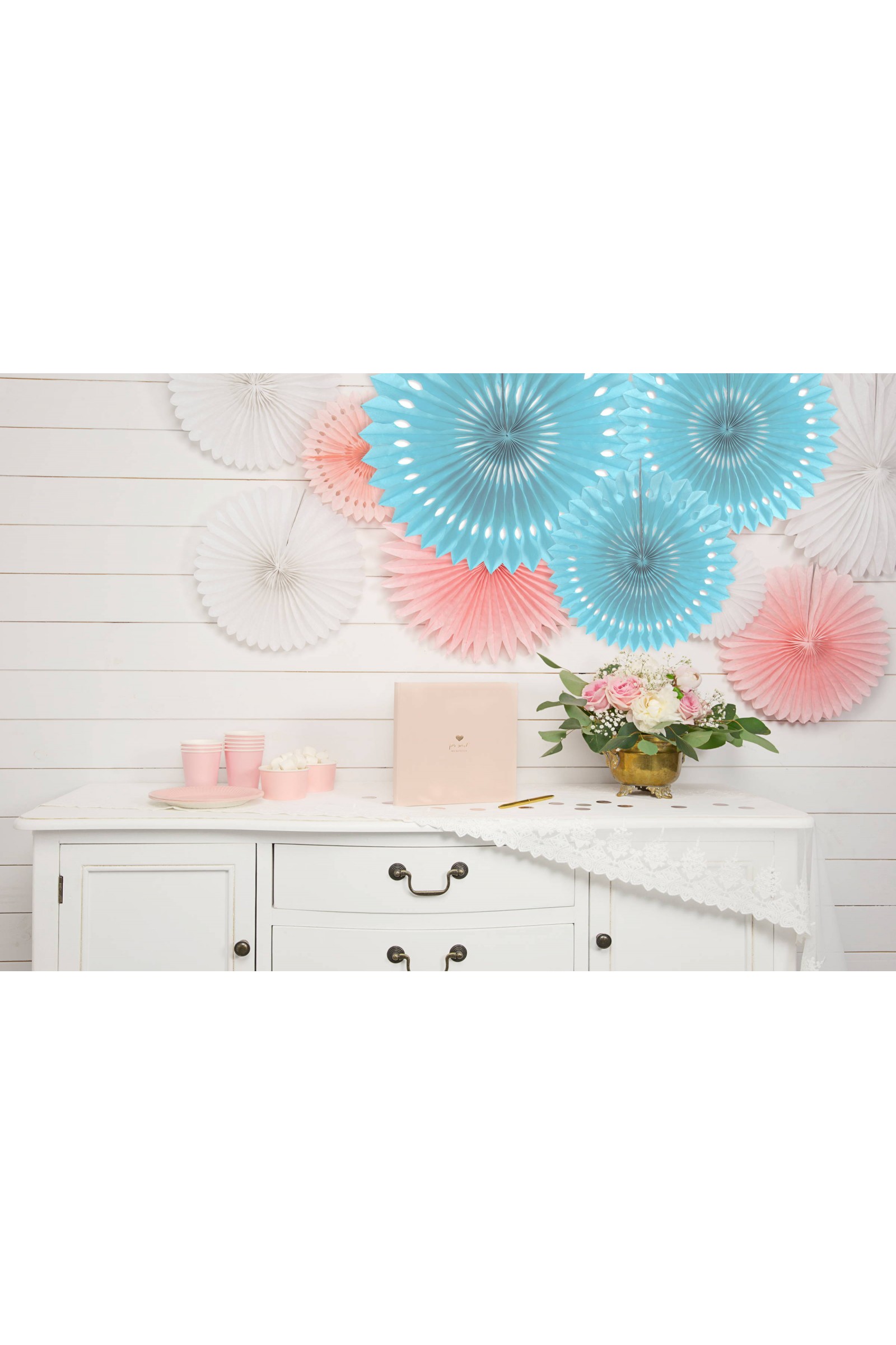 Dekoracje komunijne - błękitne rozety - komplet - obraz 4