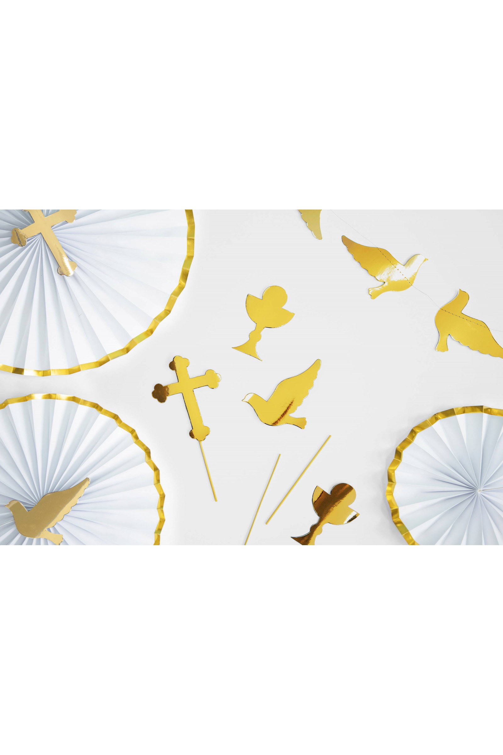 Dekoracje komunijne - rozety ze złotym obramowaniem - komplet - obraz 5