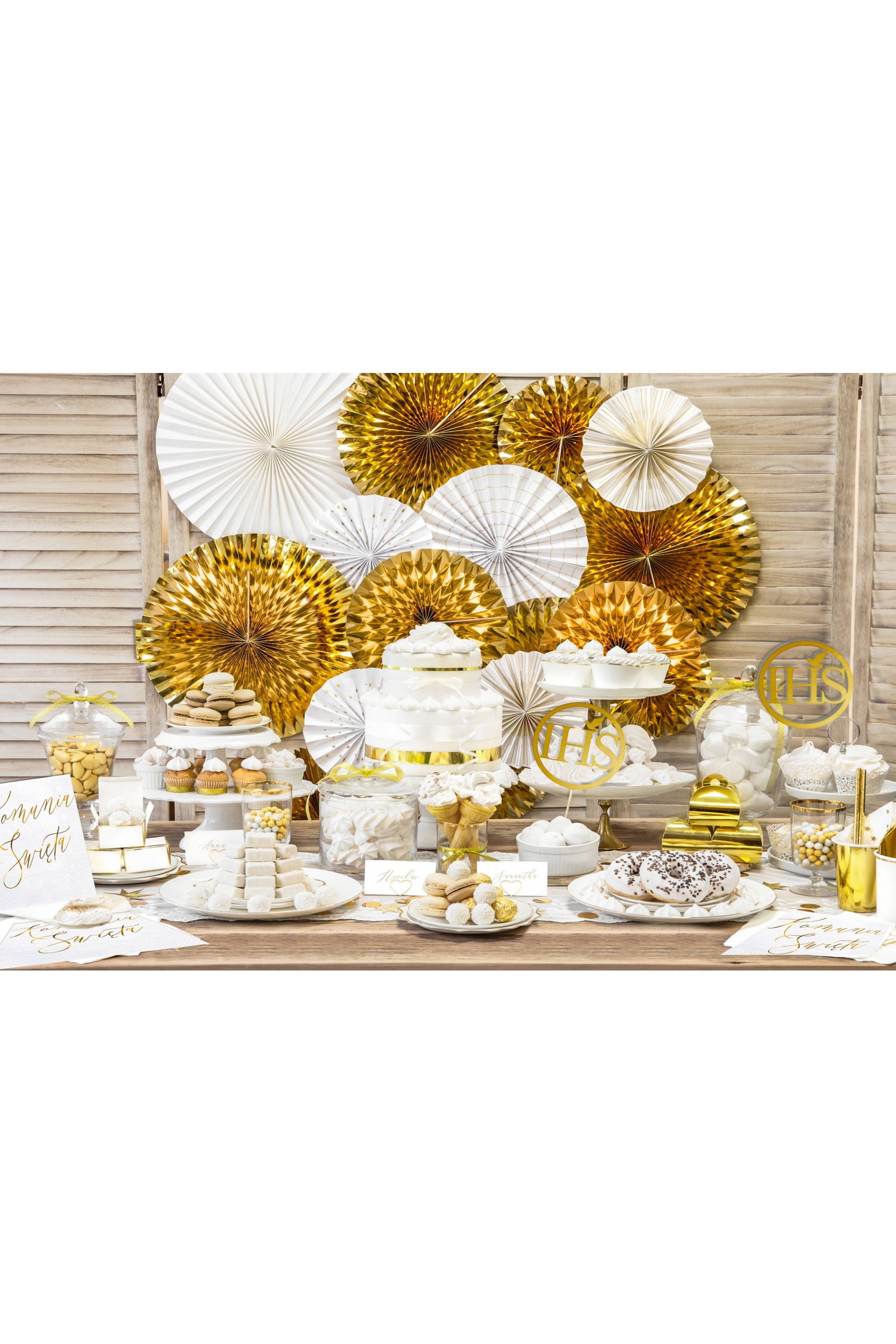 Dekoracje komunijne - złote Rozety - komplet - obraz 1