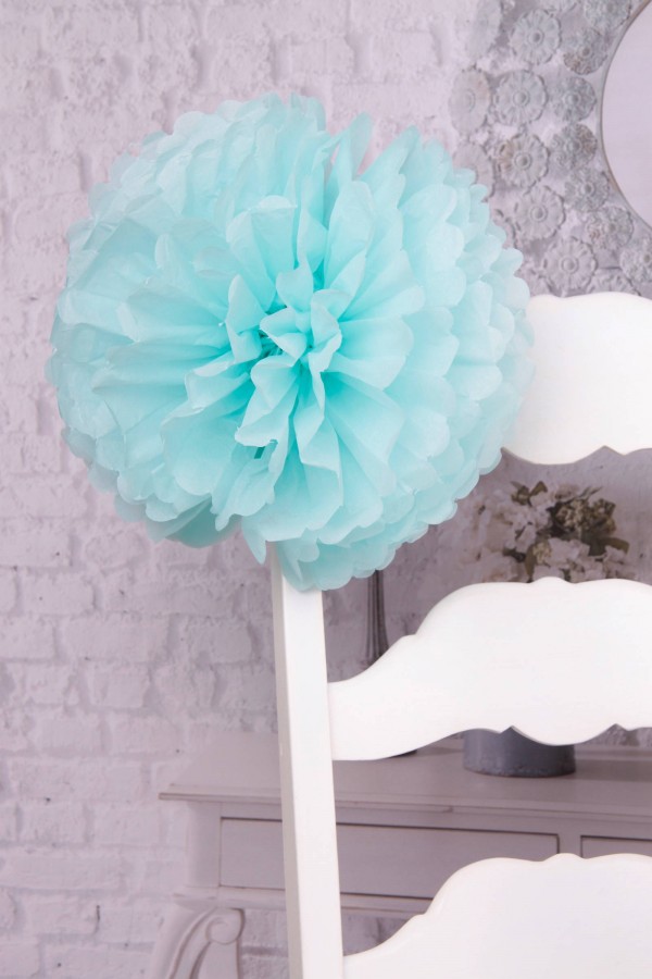 Ozdoba komunijna na krzesło z papieru - niebieska