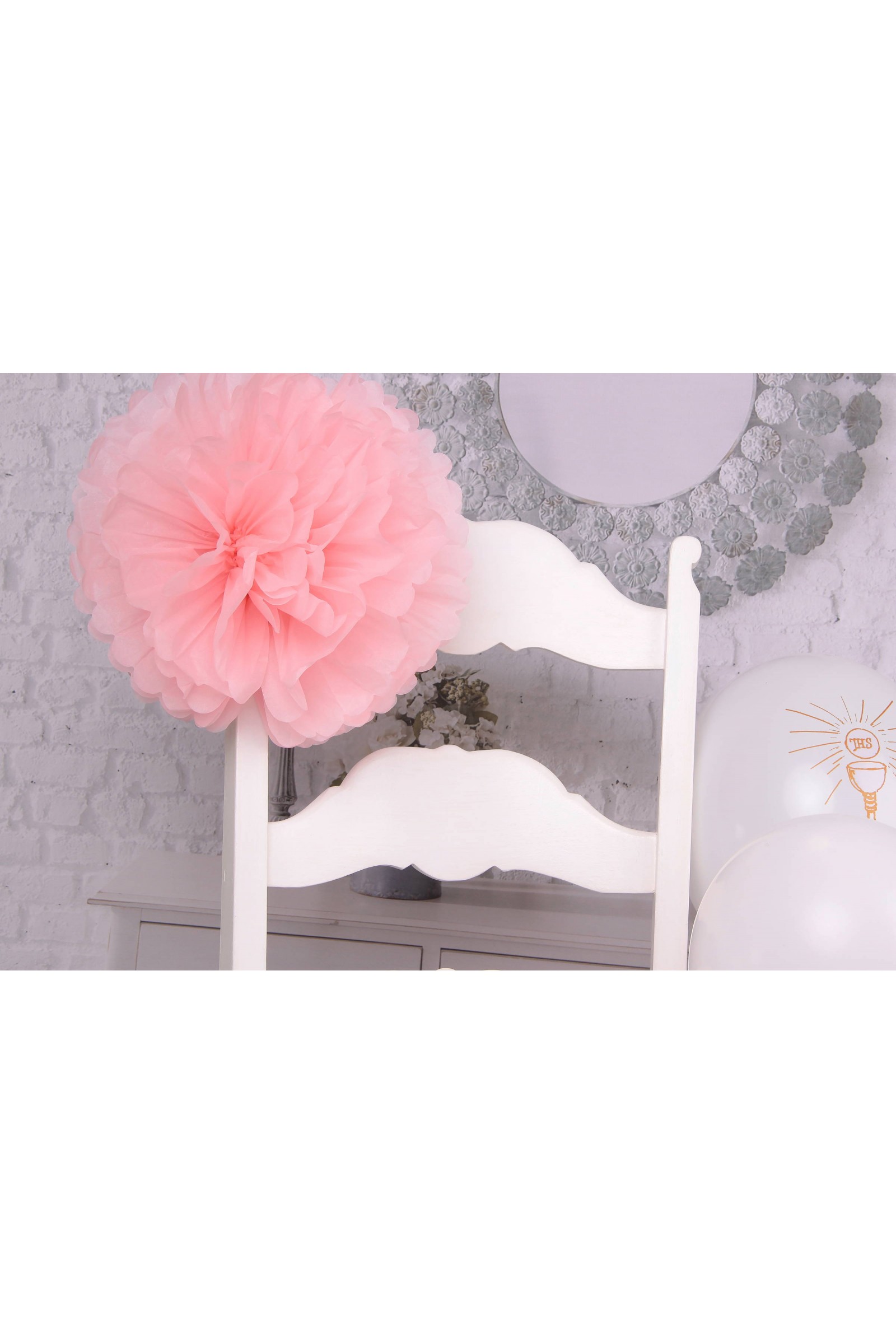 Ozdoba komunijna na krzesło z papieru - różowa - obraz 2
