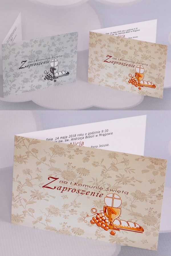 Personalizowane zaproszenia komunijne popularne - Chleb 1 (a,b)