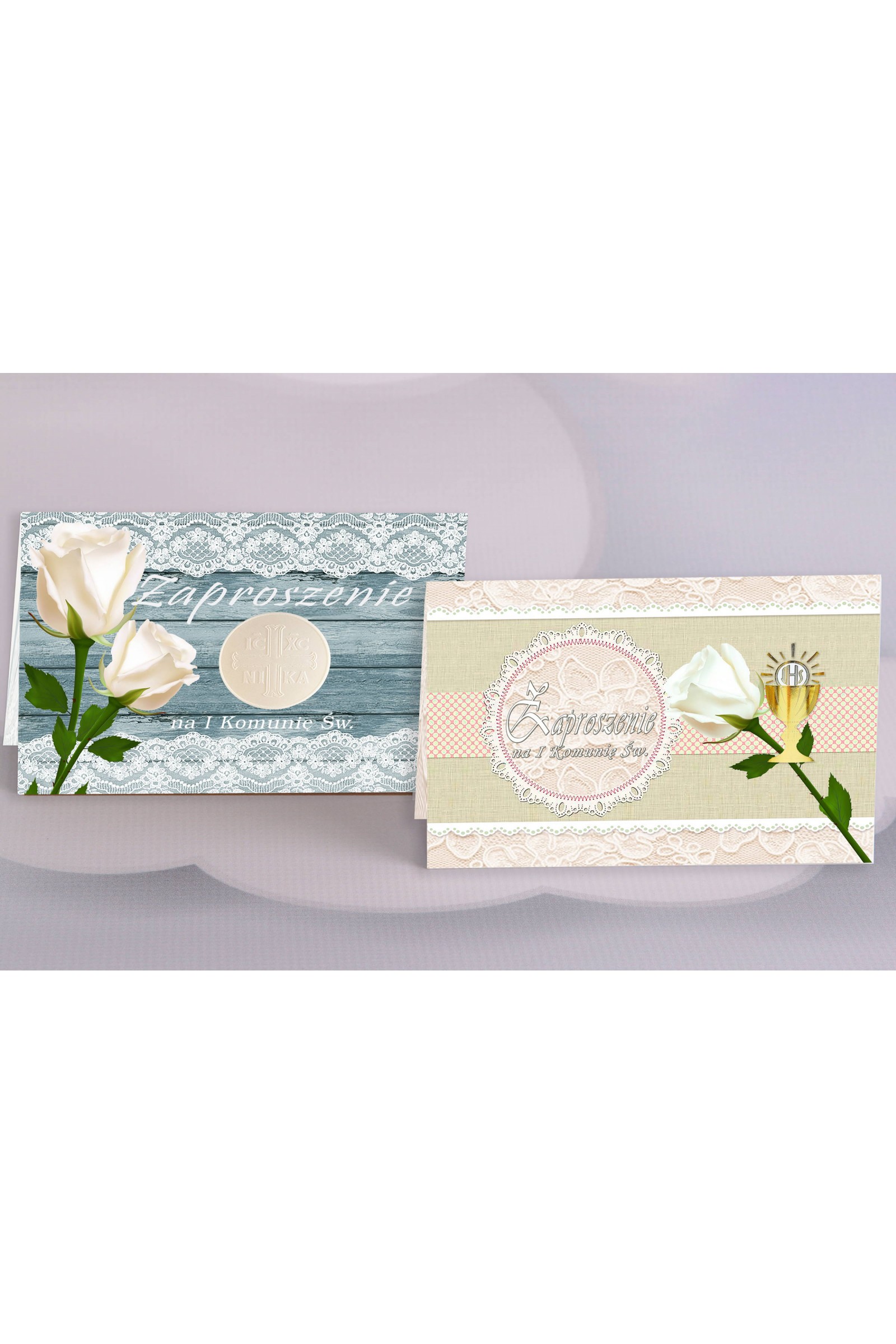Personalizowane zaproszenia komunijne popularne - Koronka 2 (a,b) - obraz 1