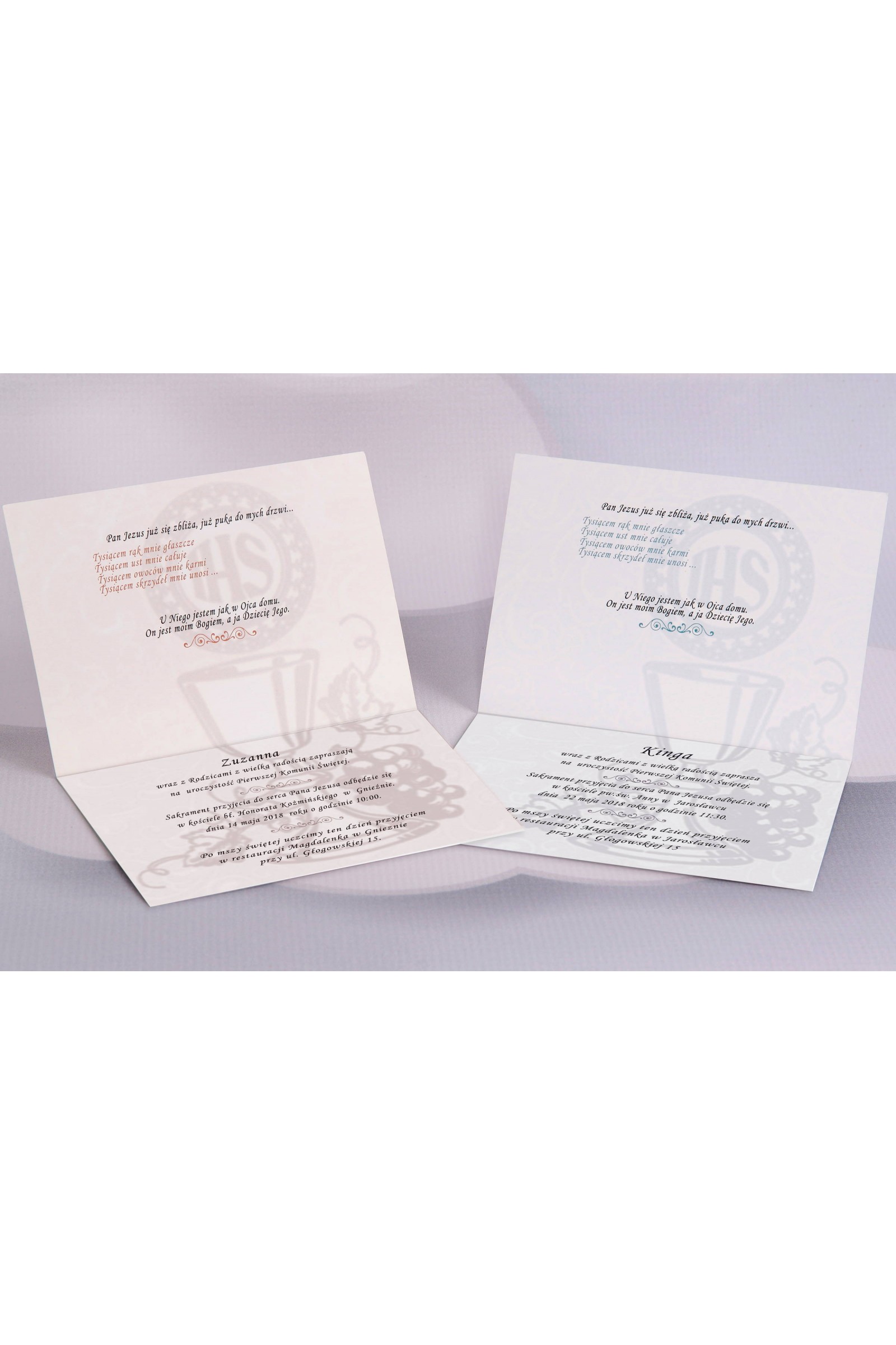 Personalizowane zaproszenia komunijne popularne - Koronka 1 (b,c) - obraz 3