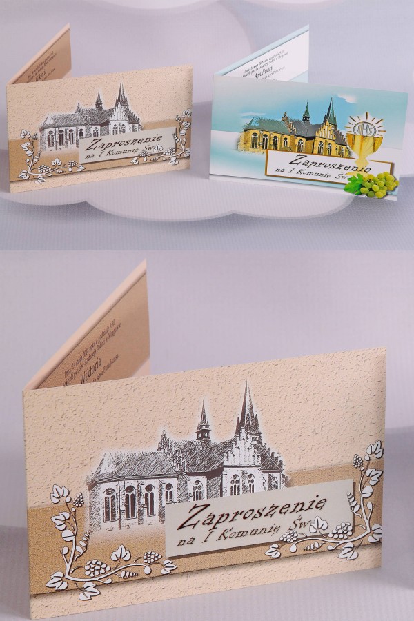 Personalizowane zaproszenia komunijne popularne - Kościół (1,2)