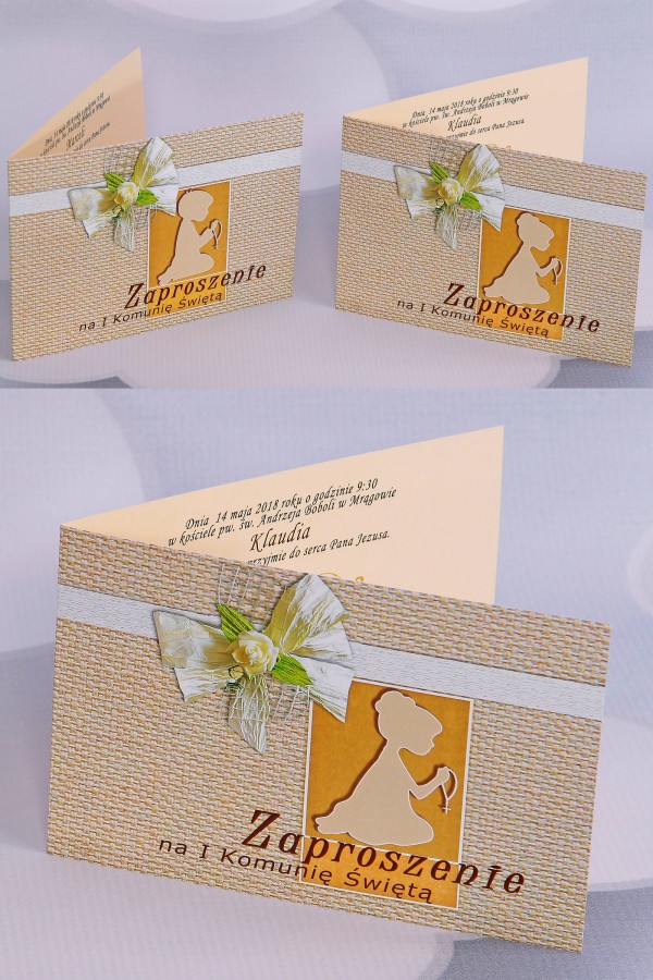 Personalizowane zaproszenia komunijne popularne - Płótno 1 (a,c)