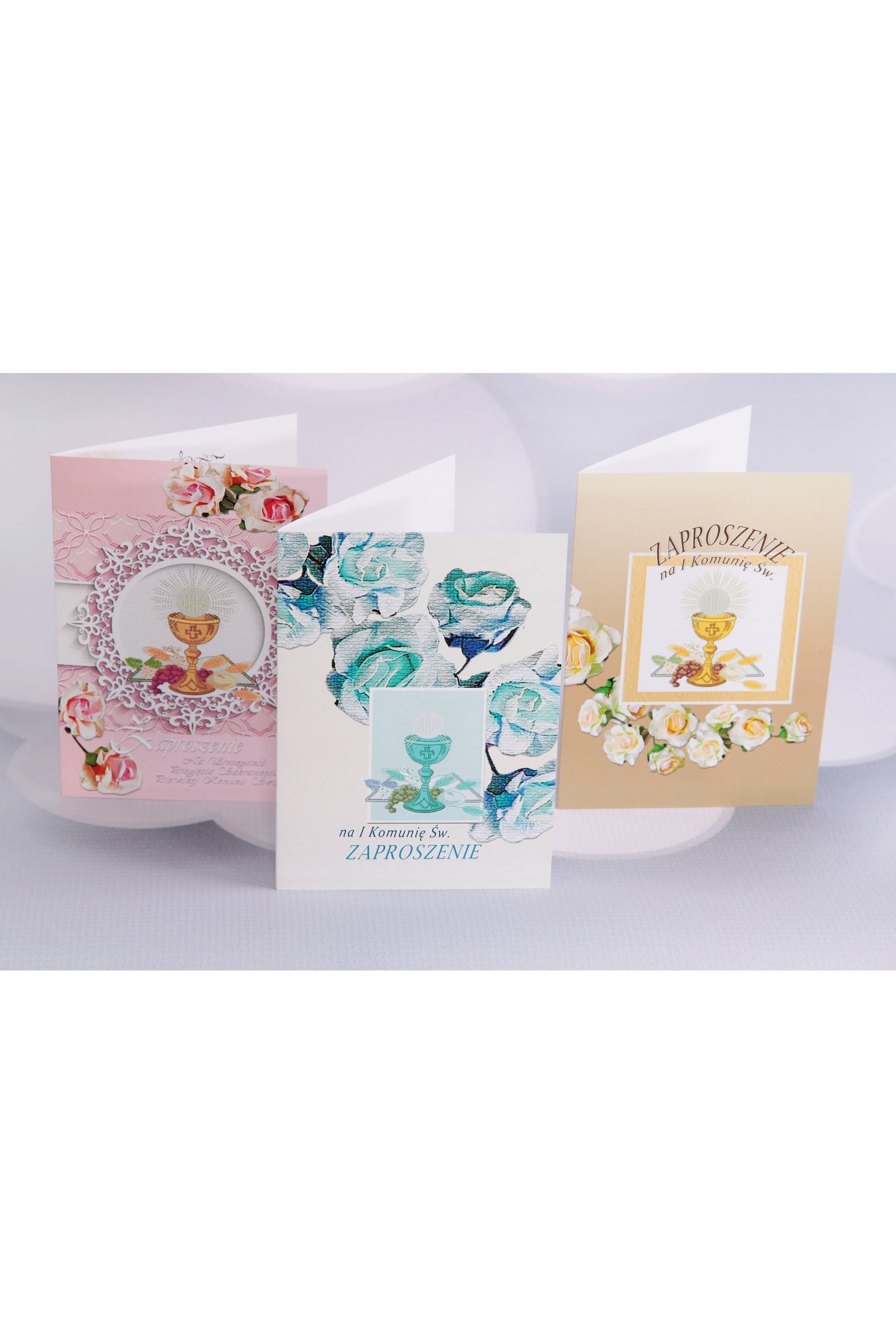 Personalizowane zaproszenia komunijne popularne - Rosa 1 (a,b,c) - obraz 1