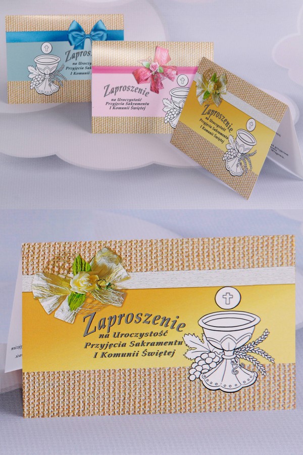 Personalizowane zaproszenia komunijne popularne - Płótno 4 (a,b,c)