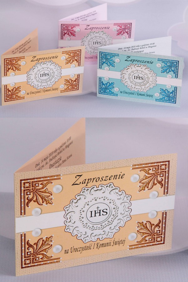 Personalizowane zaproszenia komunijne popularne - Rozetka 1 (a,b,c)
